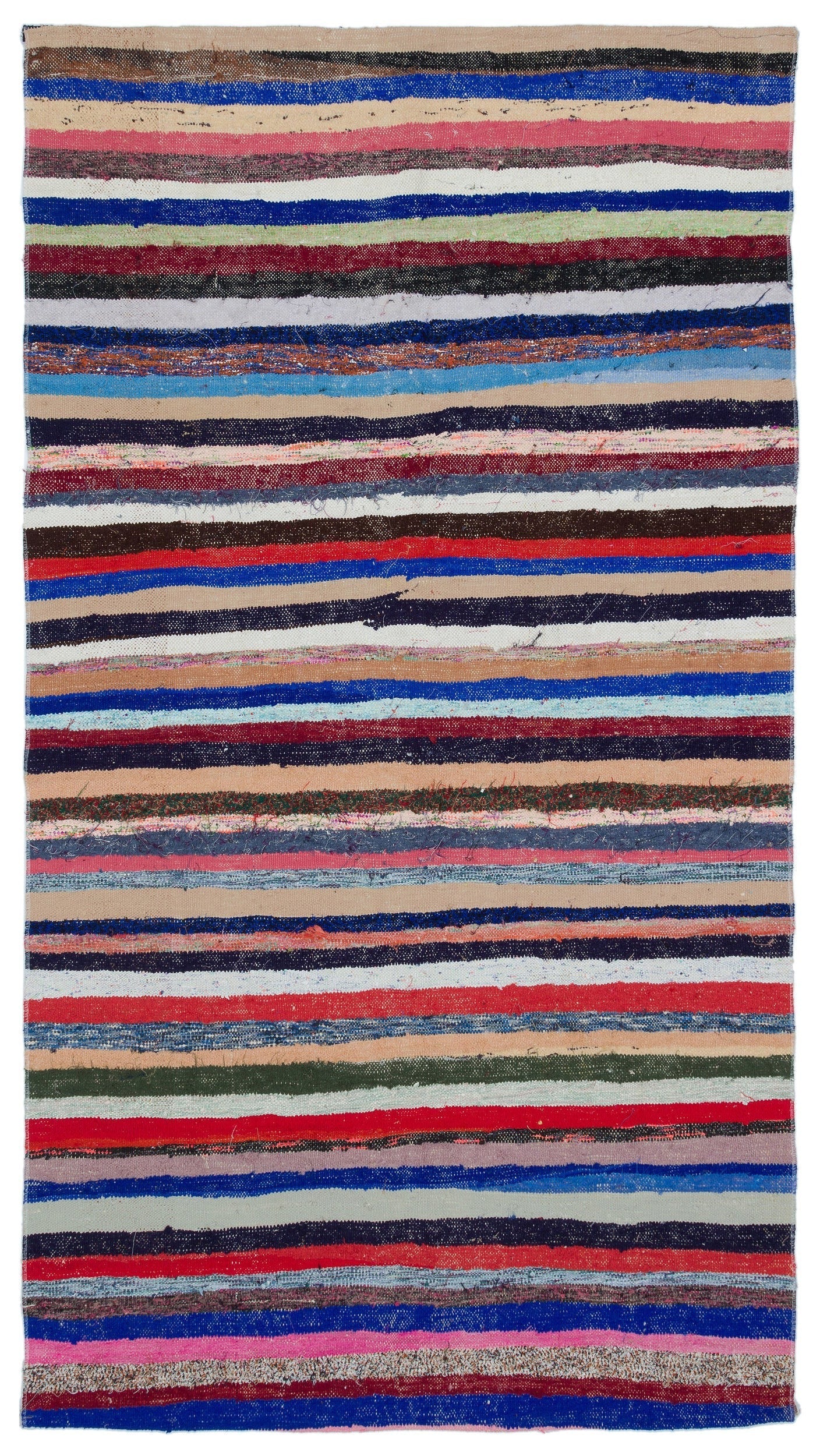 Girit Multy Striped Wool Handmade Area Rug 4'2" x 7'8"