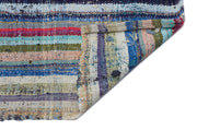 Girit Grey Striped Wool Handmade Area Rug 3'4" x 10'7"