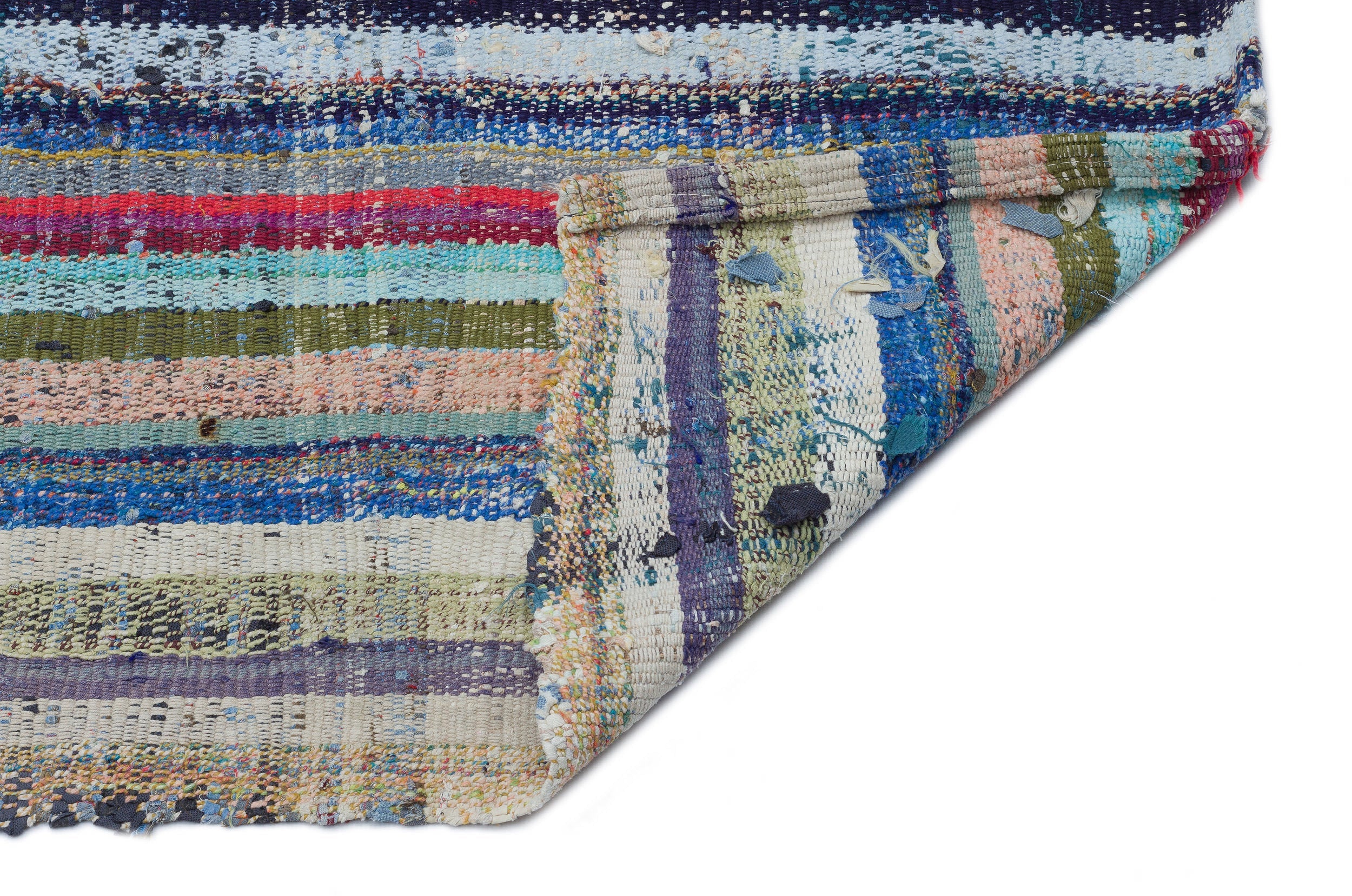 Girit Grey Striped Wool Handmade Area Rug 3'4" x 10'7"