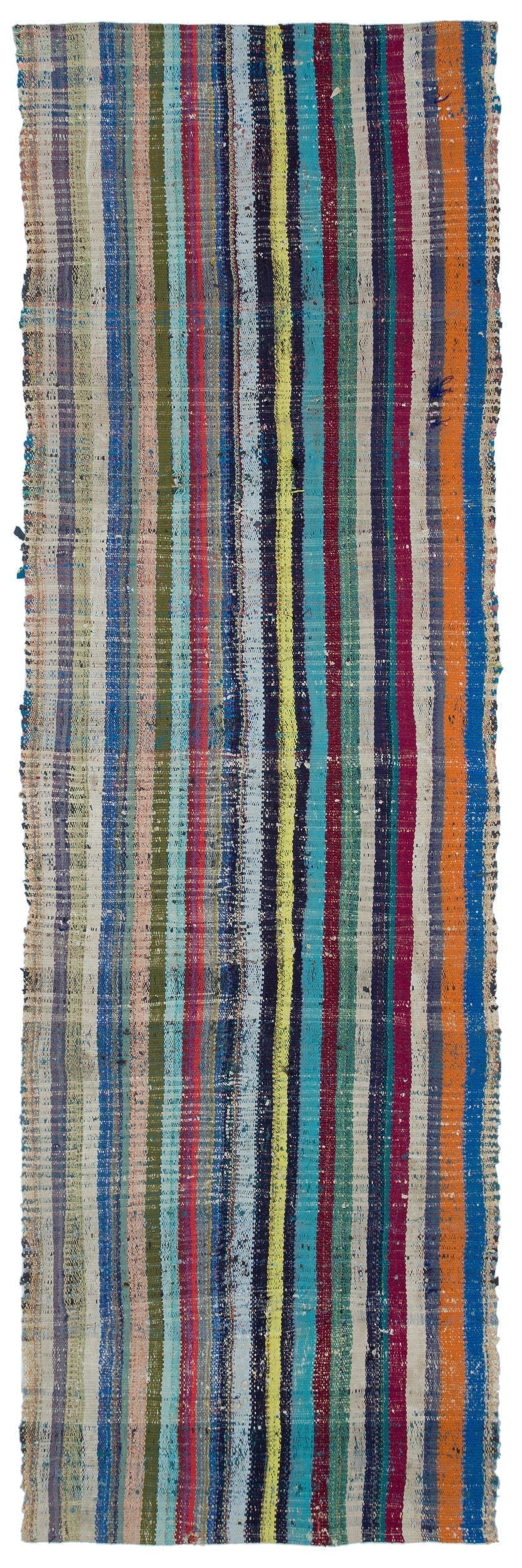 Girit Grey Striped Wool Handmade Area Rug 3'4" x 10'7"