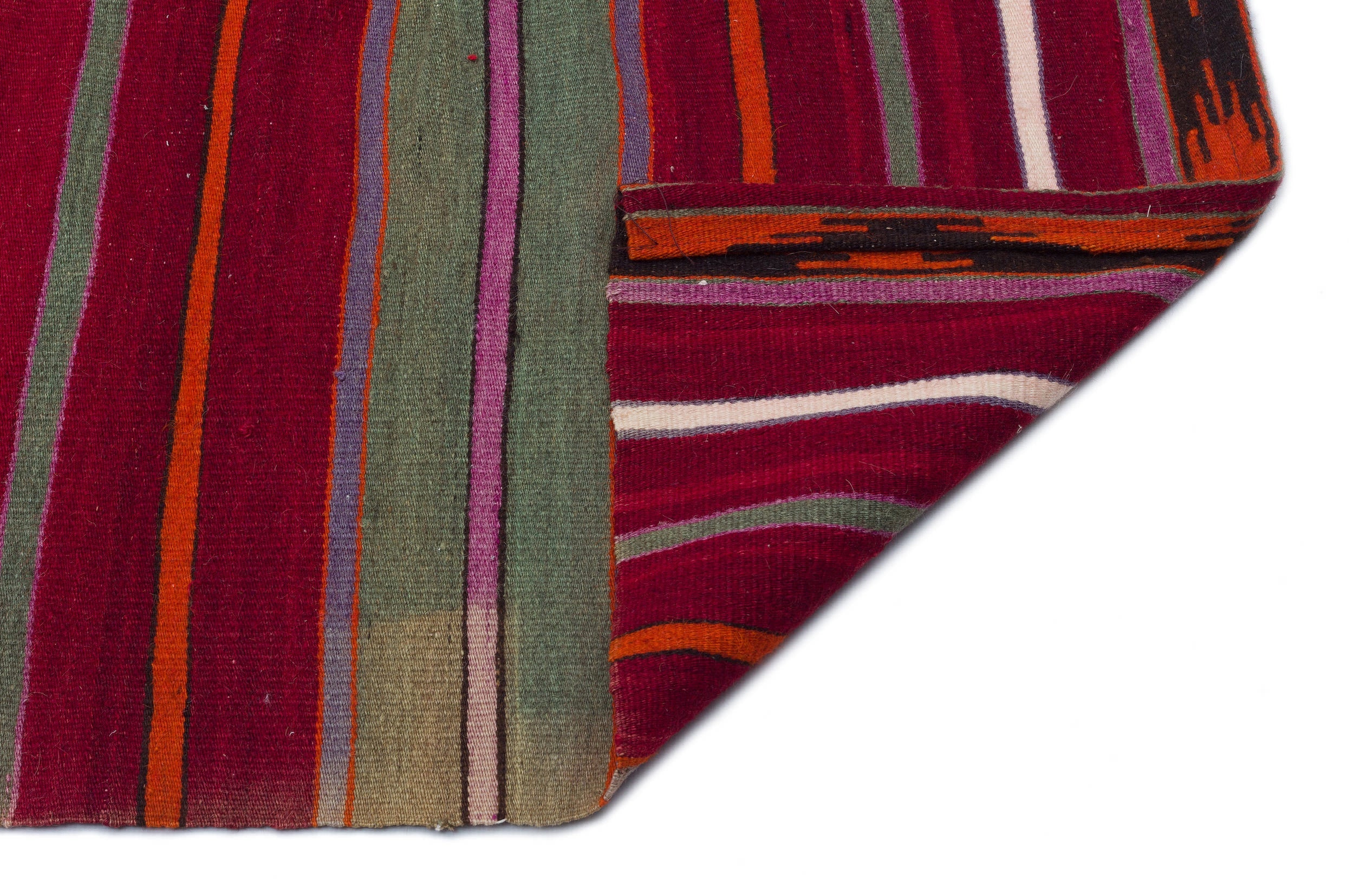 Girit Beige Striped Wool Handmade Area Rug 6'0" x 9'4"