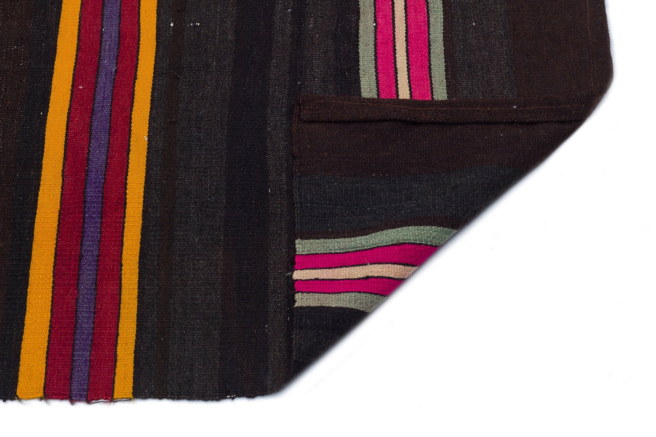 Girit Brown Striped Wool Handmade Area Rug 4'8" x 8'0"