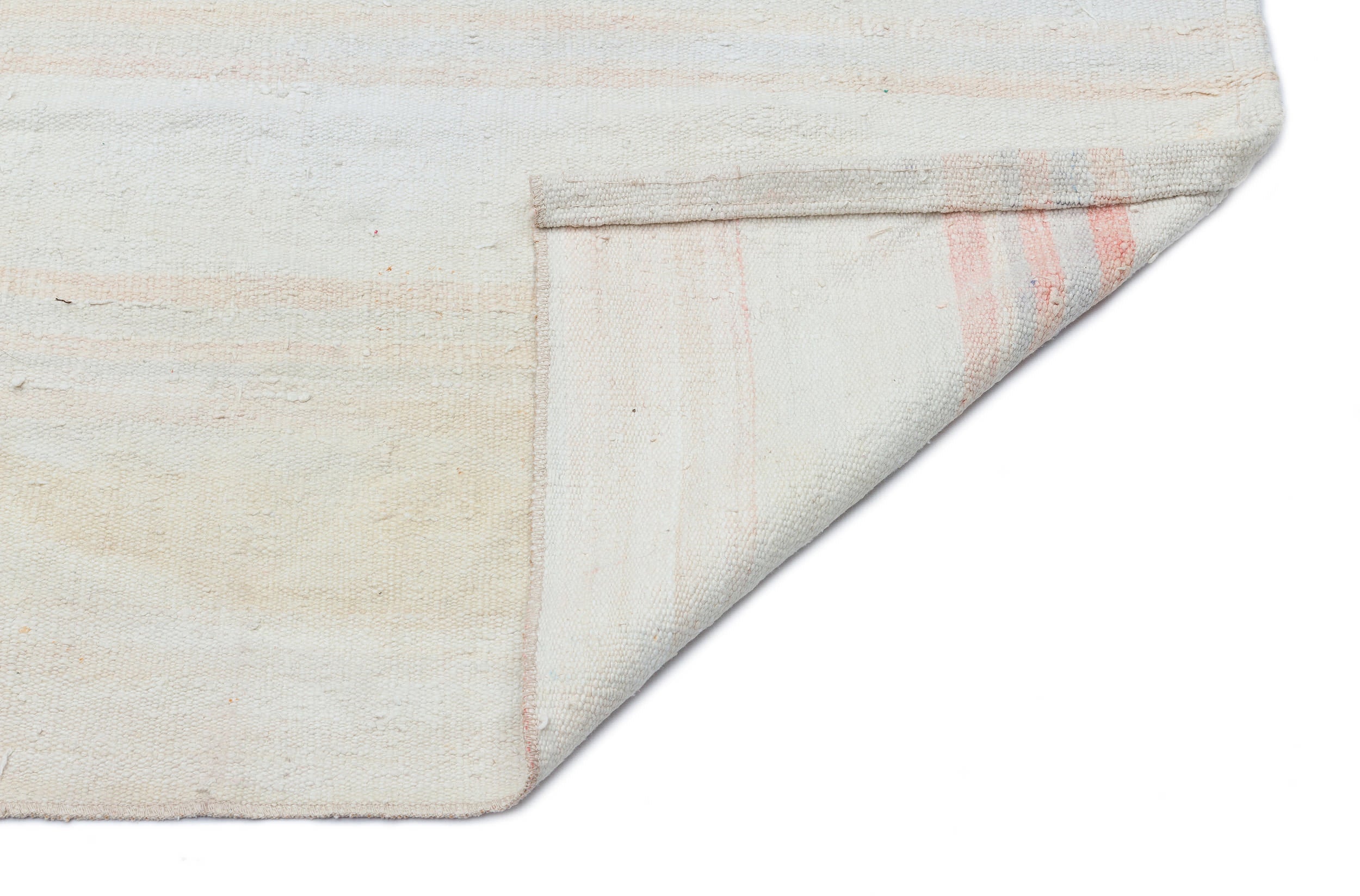 Girit Beige Striped Wool Handmade Area Rug 5'9" x 6'11"
