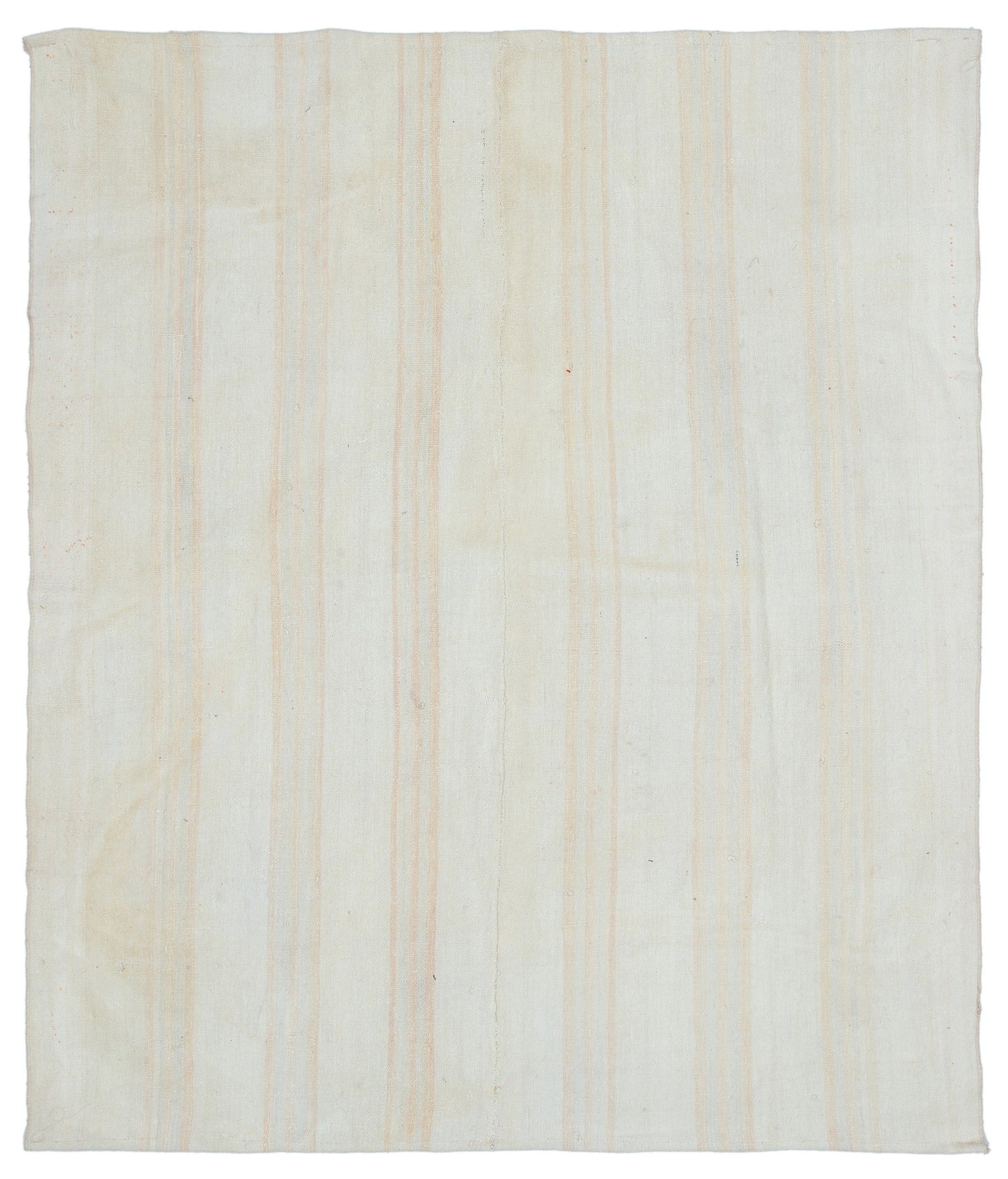 Girit Beige Striped Wool Handmade Area Rug 5'9" x 6'11"