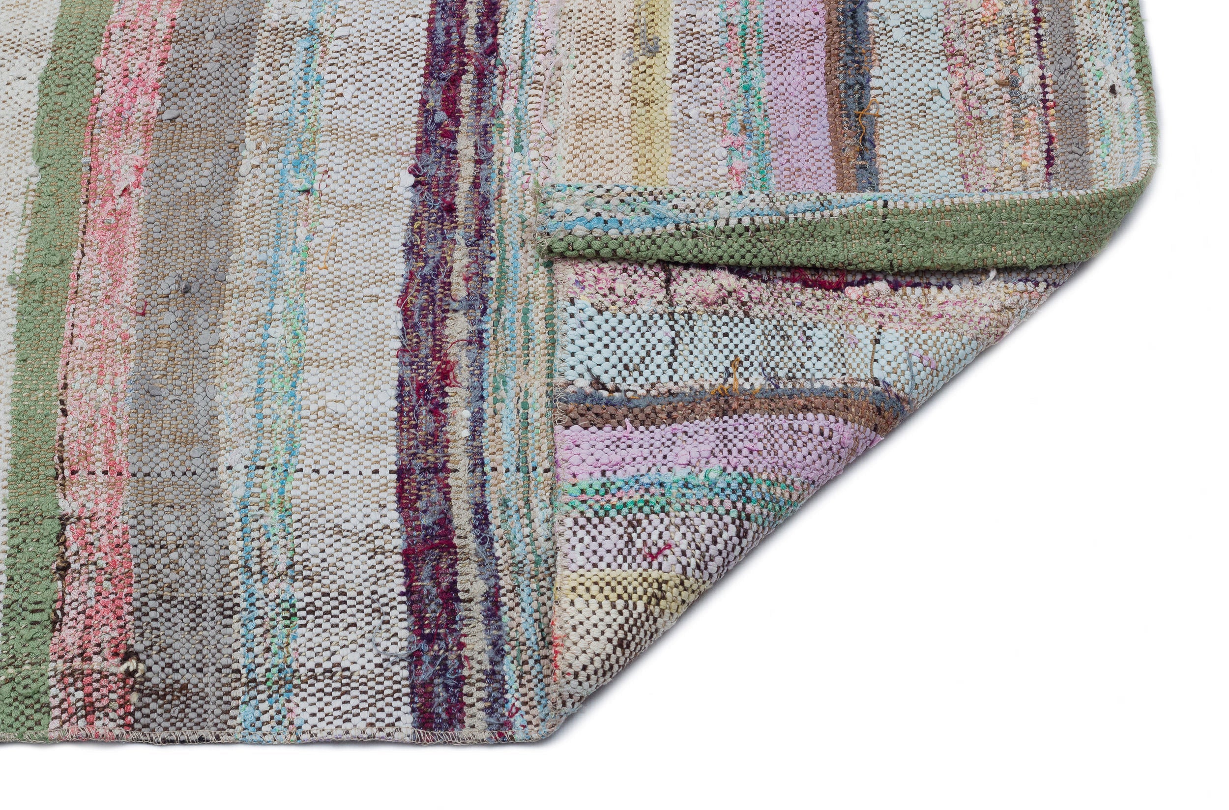 Girit Beige Striped Wool Handmade Area Rug 2'4" x 11'2"