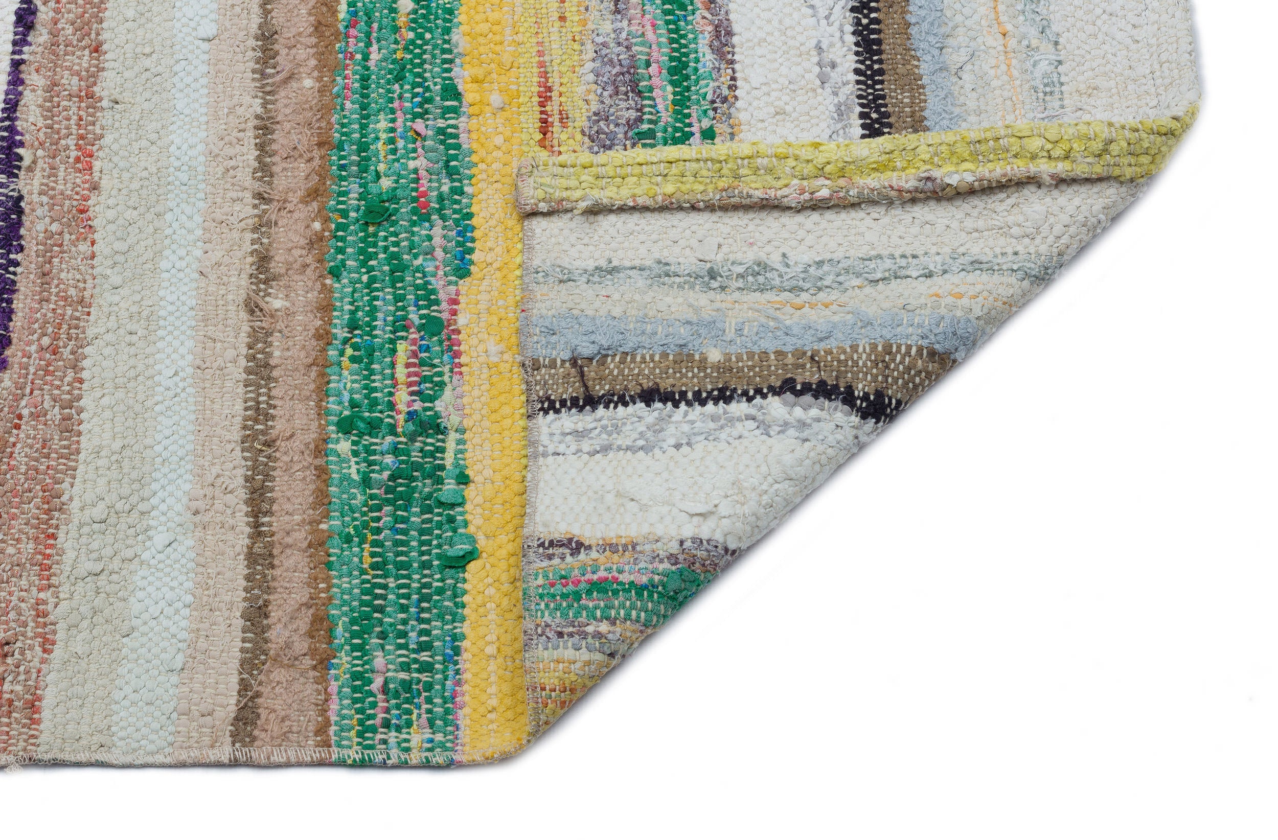 Girit Beige Striped Wool Handmade Area Rug 3'0" x 5'11"