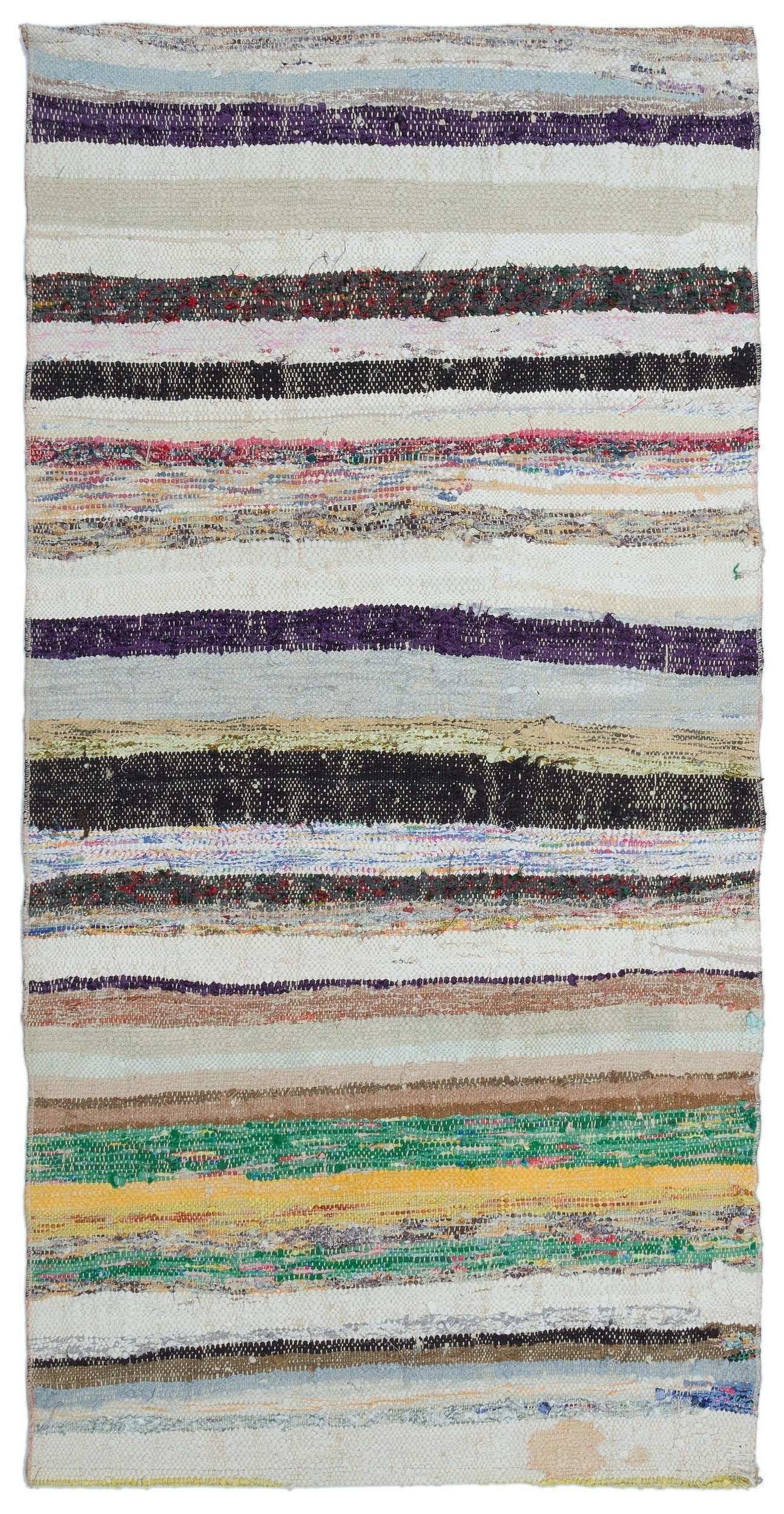 Girit Beige Striped Wool Handmade Area Rug 3'0" x 5'11"