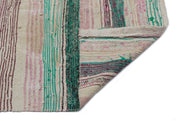 Girit Beige Striped Wool Handmade Area Rug 3'7" x 9'4"