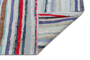 Girit Beige Striped Wool Handmade Area Rug 3'8" x 8'4"