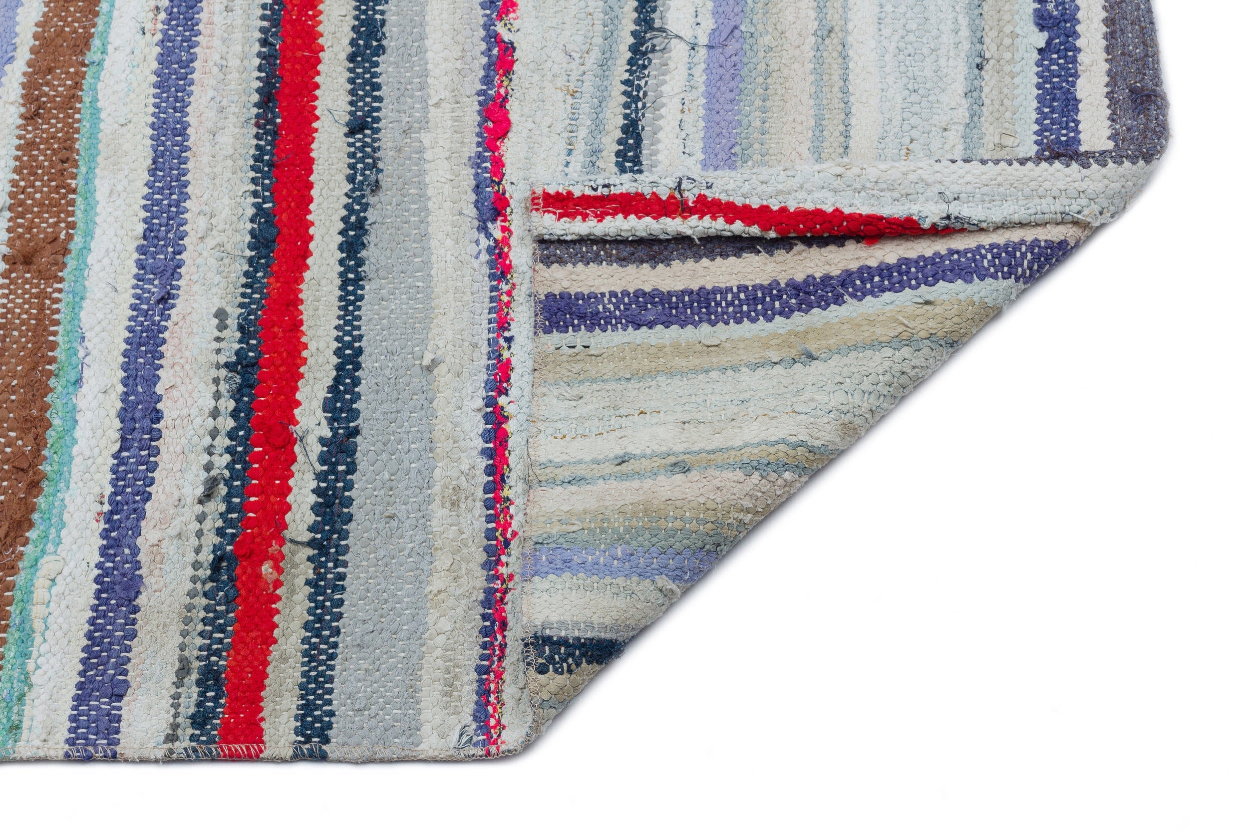 Girit Beige Striped Wool Handmade Area Rug 3'8" x 8'4"