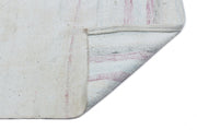 Girit Beige Striped Wool Handmade Area Rug 5'4" x 8'9"