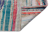 Girit Beige Striped Wool Handmade Area Rug 5'3" x 8'8"