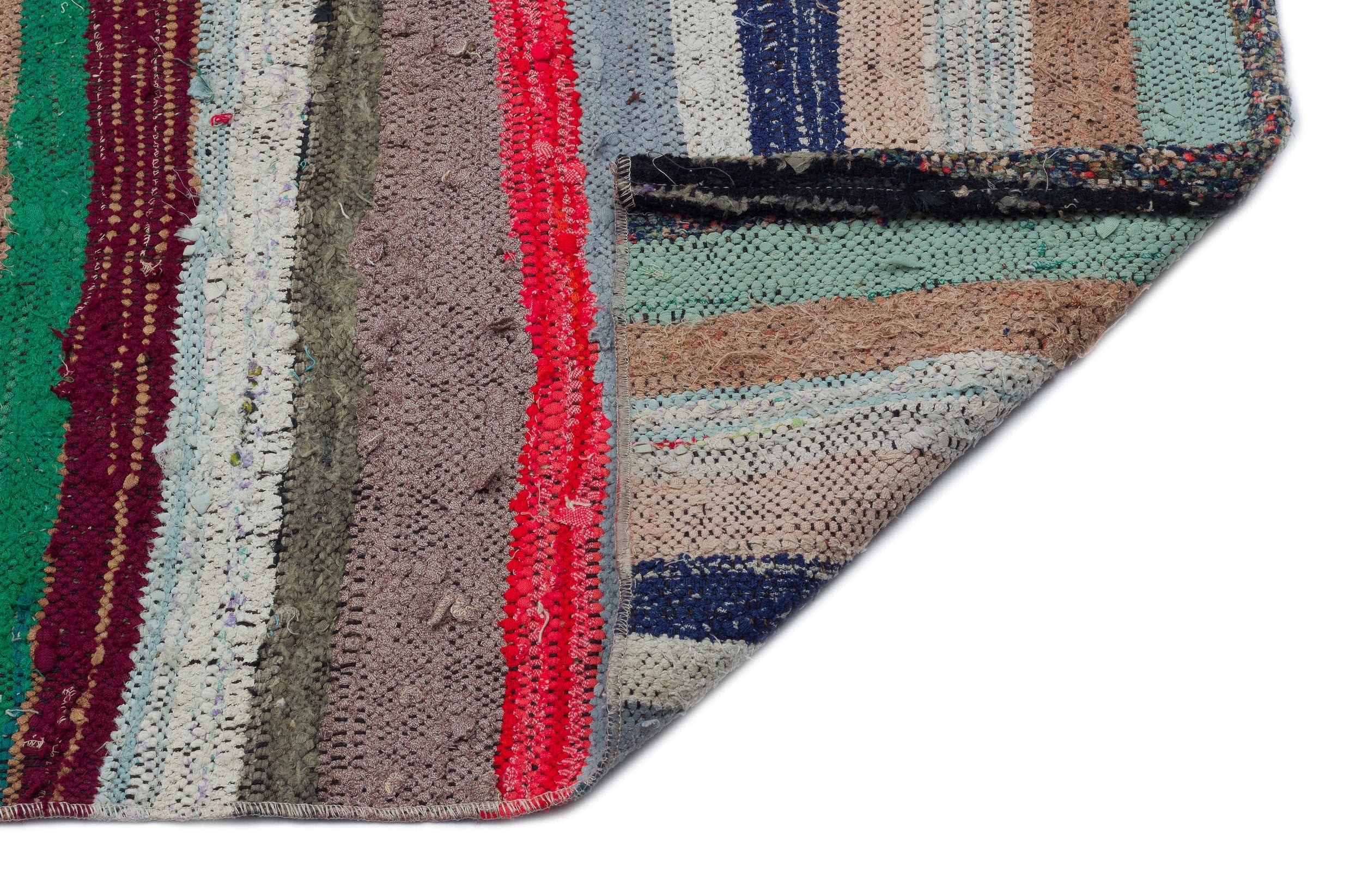 Girit Beige Striped Wool Handmade Area Rug 3'8" x 10'8"