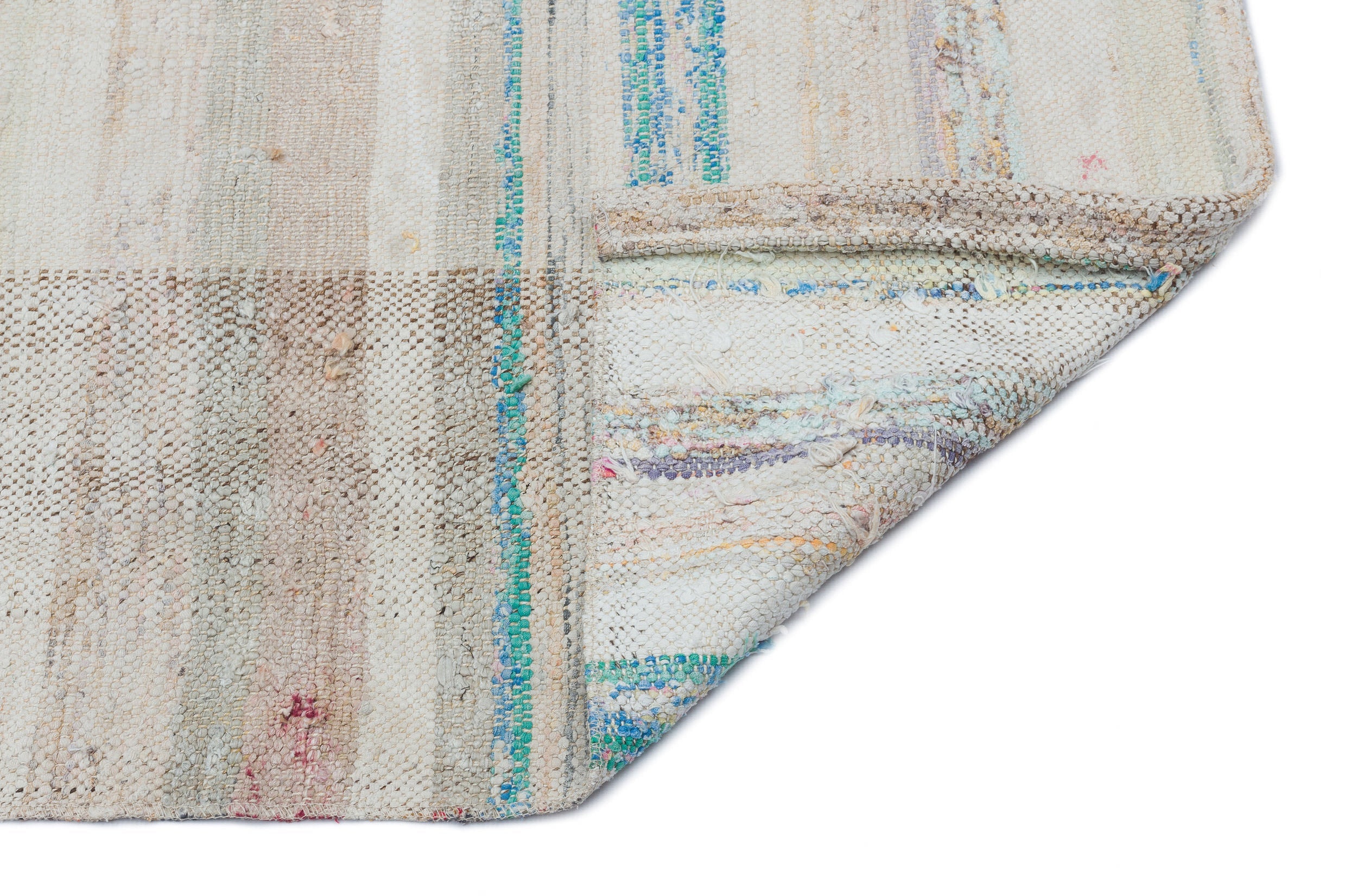 Girit Beige Striped Wool Handmade Area Rug 2'5" x 7'5"