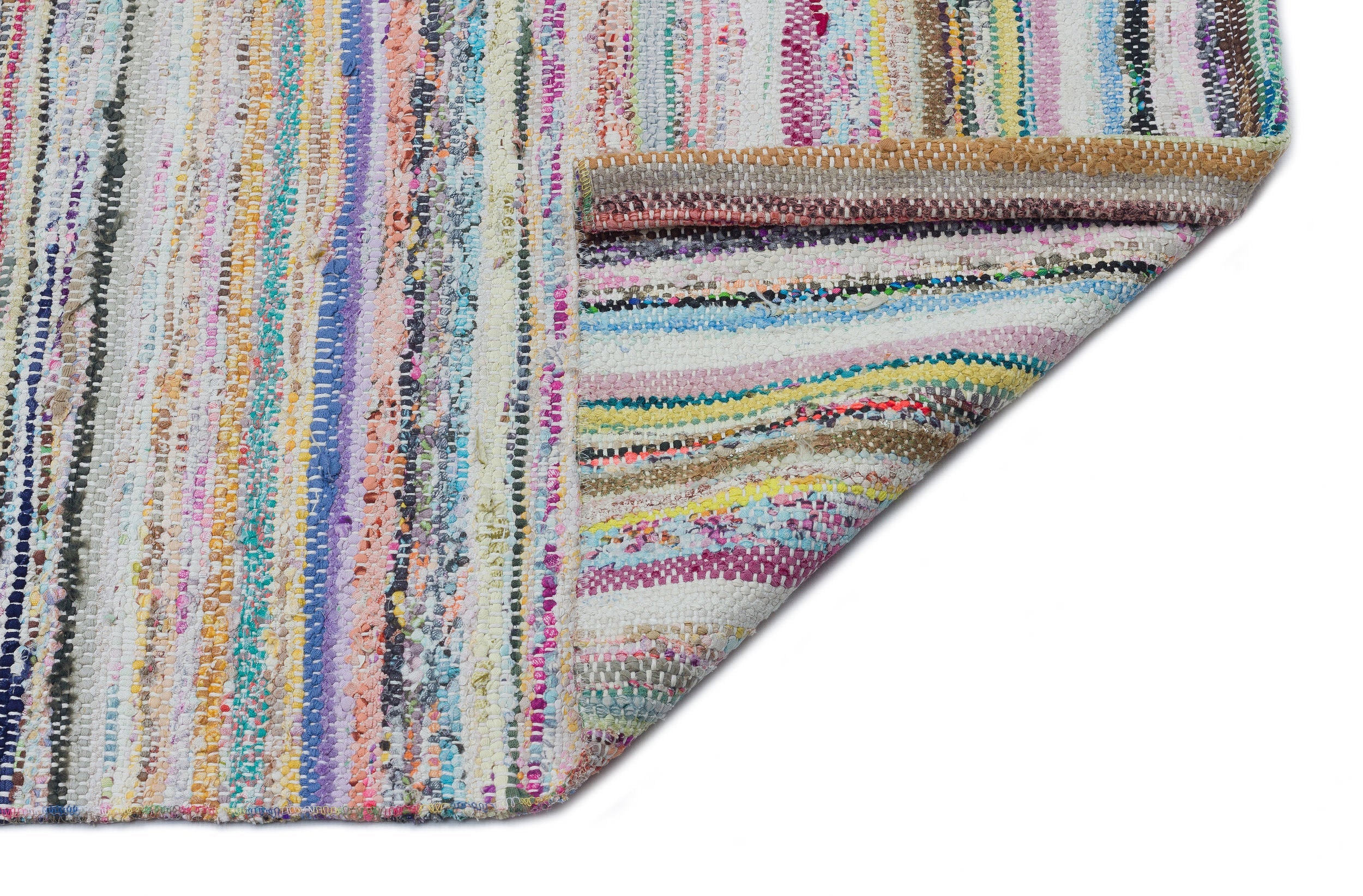 Girit Beige Striped Wool Handmade Area Rug 5'10" x 10'7"