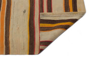 Girit Beige Striped Wool Handmade Area Rug 5'0" x 8'9"