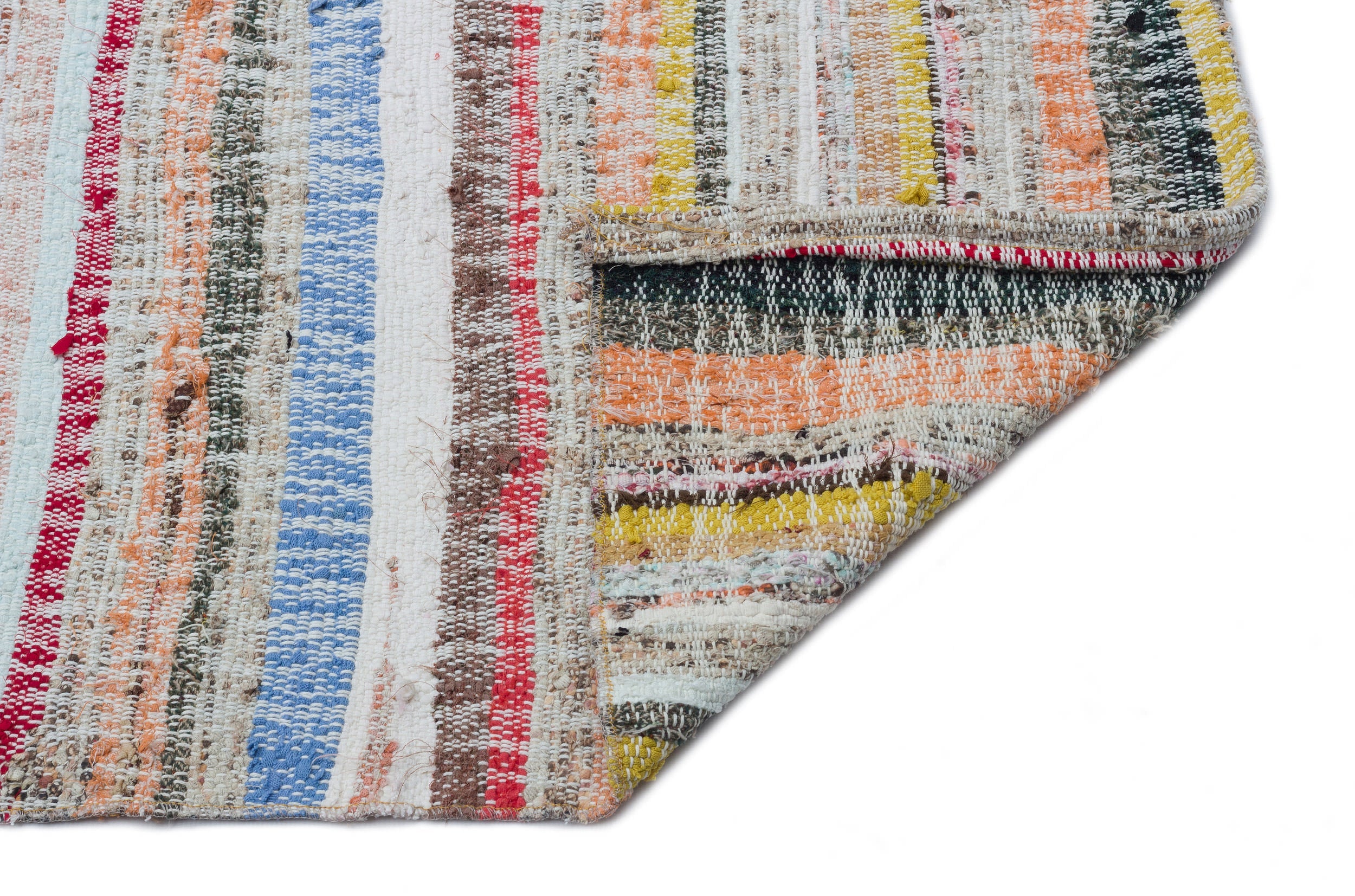 Girit Beige Striped Wool Handmade Area Rug 5'10" x 14'1"