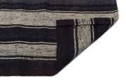 Girit Black Striped Wool Handmade Area Rug 2'2" x 13'10"