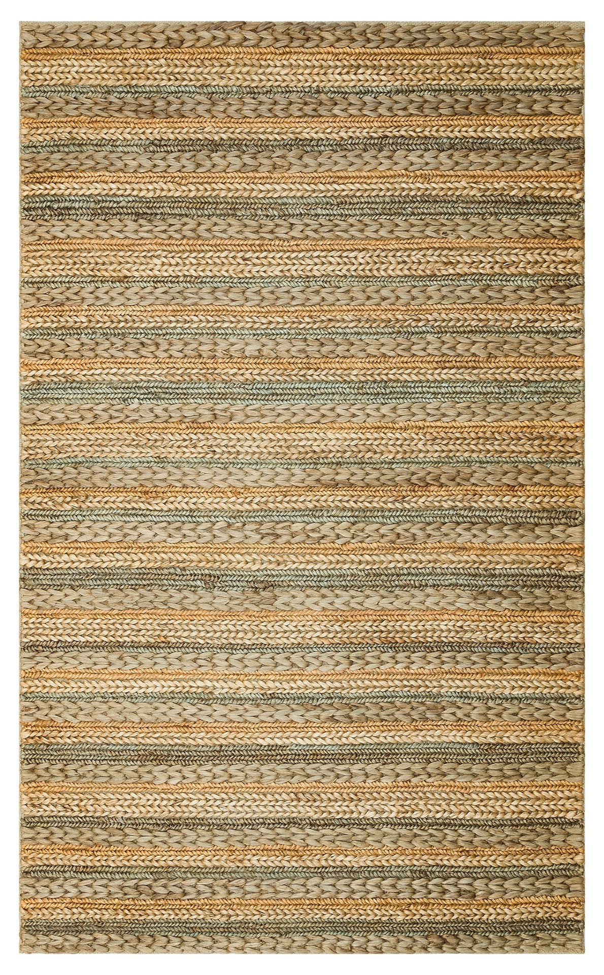 Handmade Jute Rug – Beige Striped Natural Jute Carpet with Soft Texture