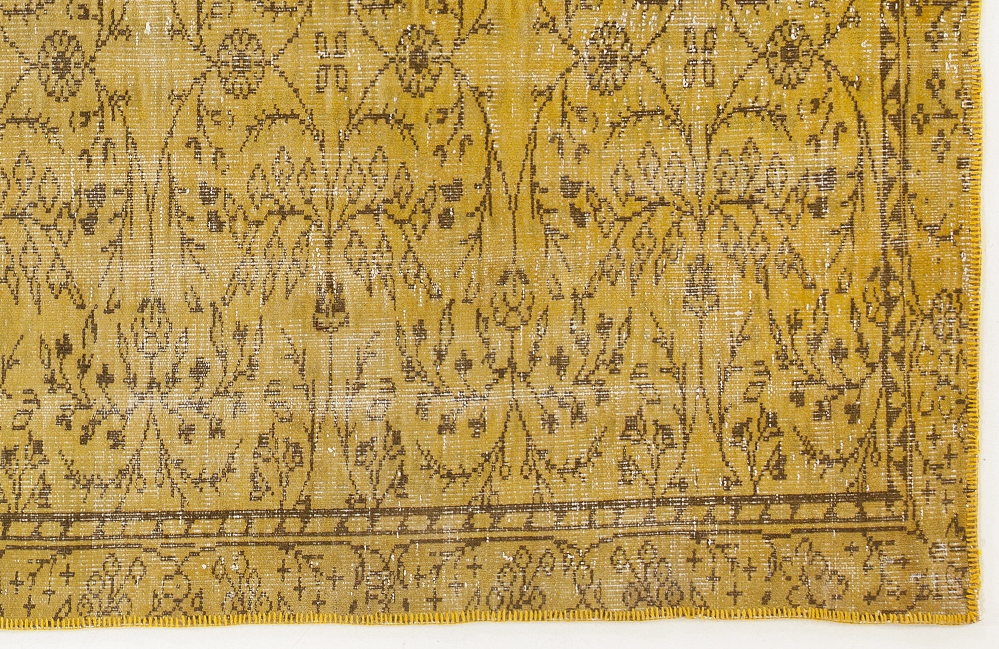 Atina Yellow Vintage Wool Handmade Area Rug 5'5" x 9'4"