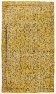 Atina Yellow Vintage Wool Handmade Area Rug 5'5" x 9'4"