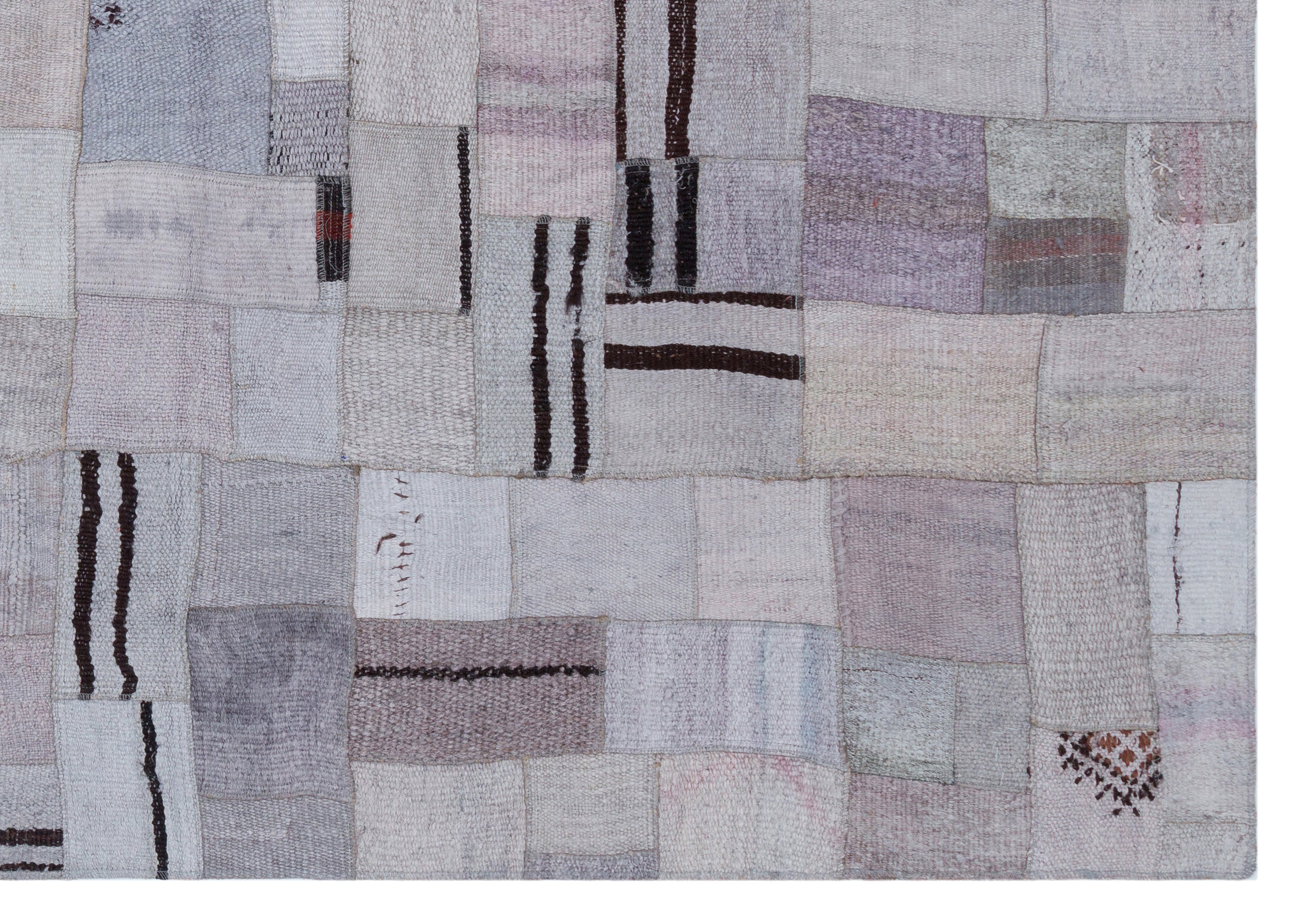 Teselya 32965 Purple Patchwork Wool Handmade Area Rug 5'4" x 7'7"