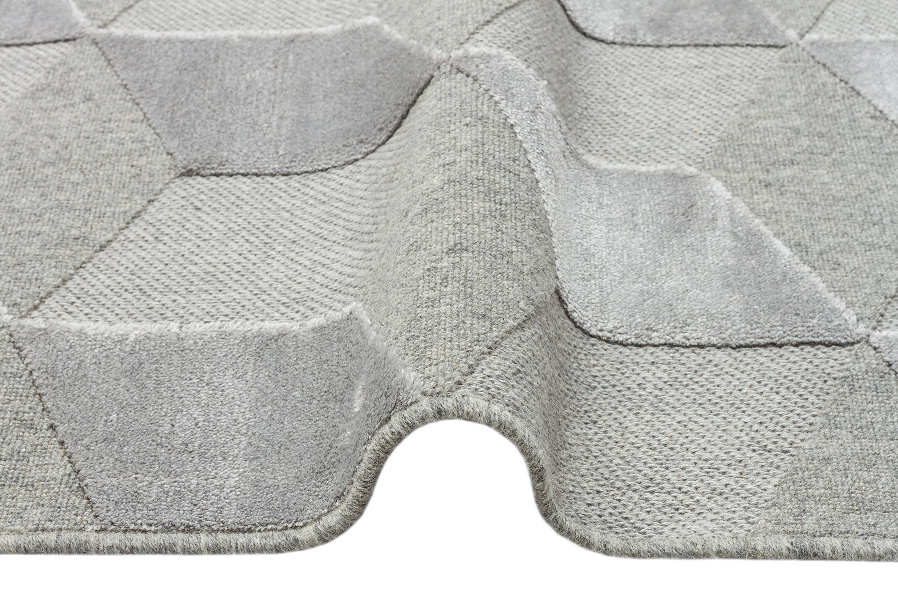 imola Grey Geometric Wool and Viscose Machine Made Area Rug