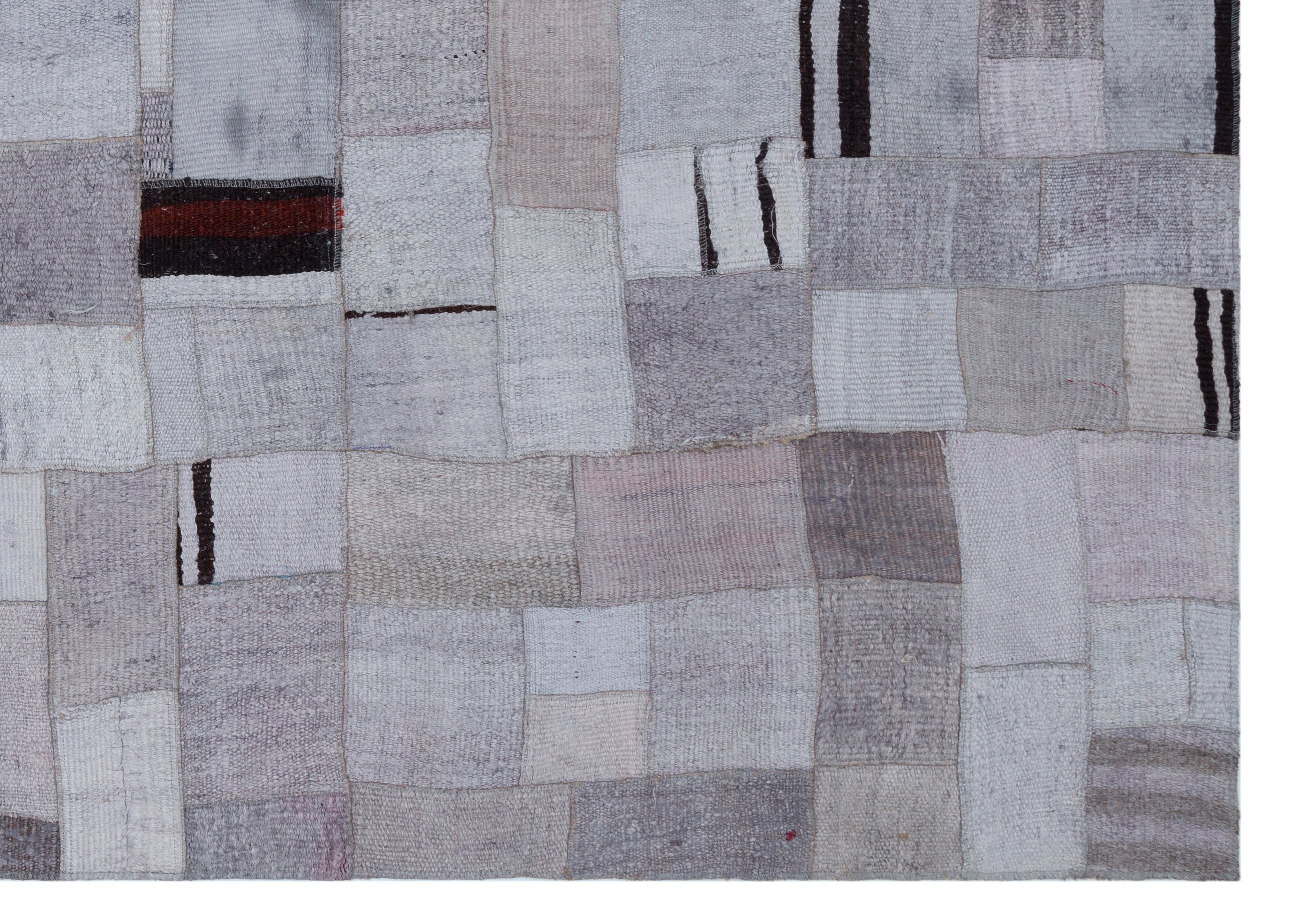 Purple Patchwork Rug - Handmade Wool Area Rug 5'7" x 7'10" Bohemian Design
