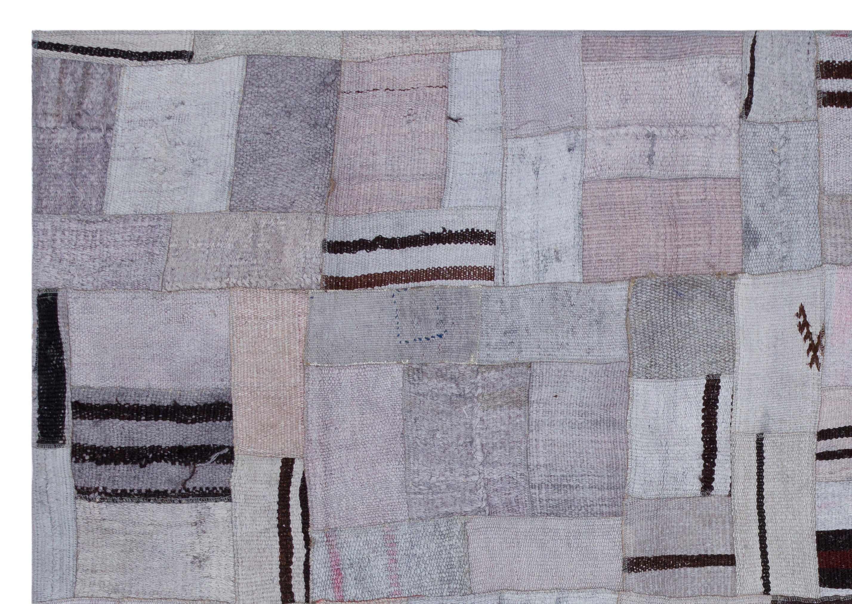 Teselya Purple Patchwork Wool Handmade Area Rug 5'3" x 7'7"