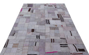 Teselya 32982 Purple Patchwork Wool Handmade Area Rug 5'4" x 7'7"