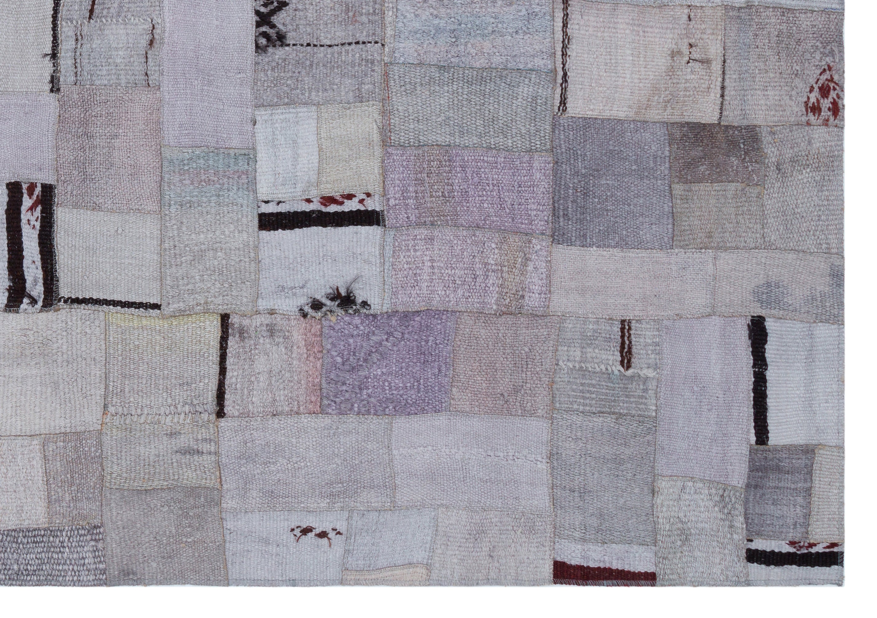 Teselya 32991 Beige Patchwork Wool Handmade Area Rug 5'3" x 7'7"
