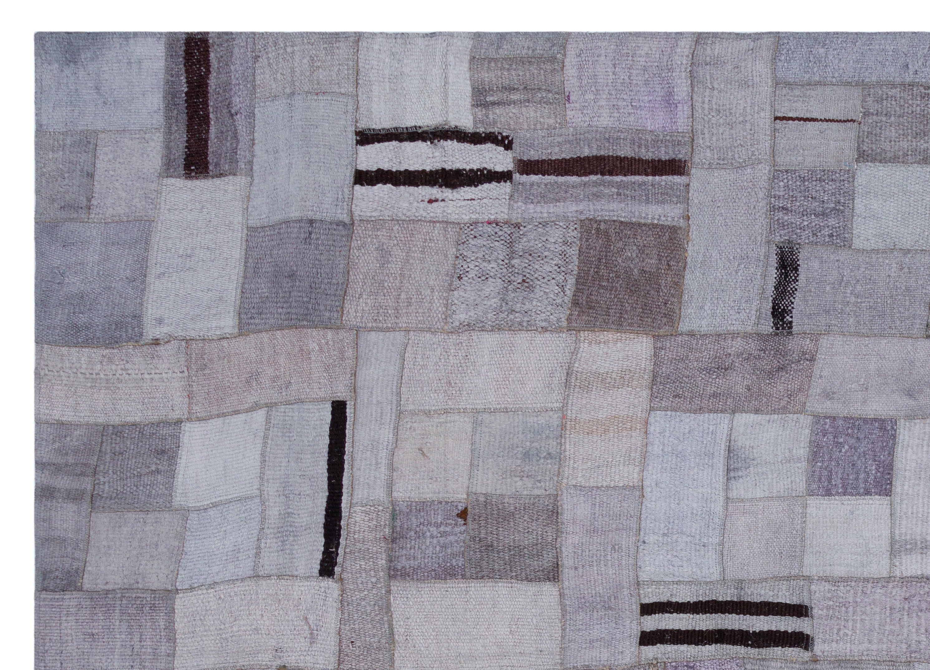 Teselya Purple Patchwork Wool Handmade Area Rug 5'7" x 7'10"