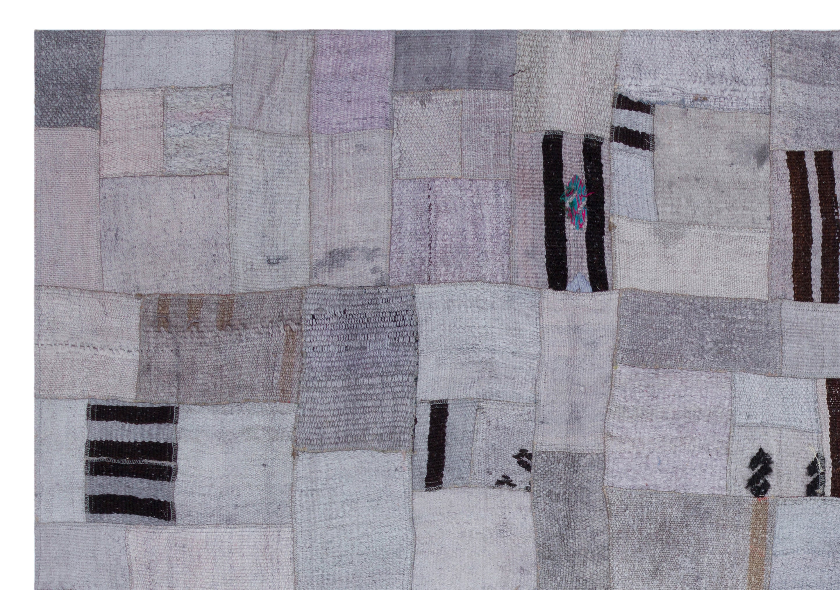 Teselya 32999 Beige Patchwork Wool Handmade Area Rug 5'3" x 7'7"