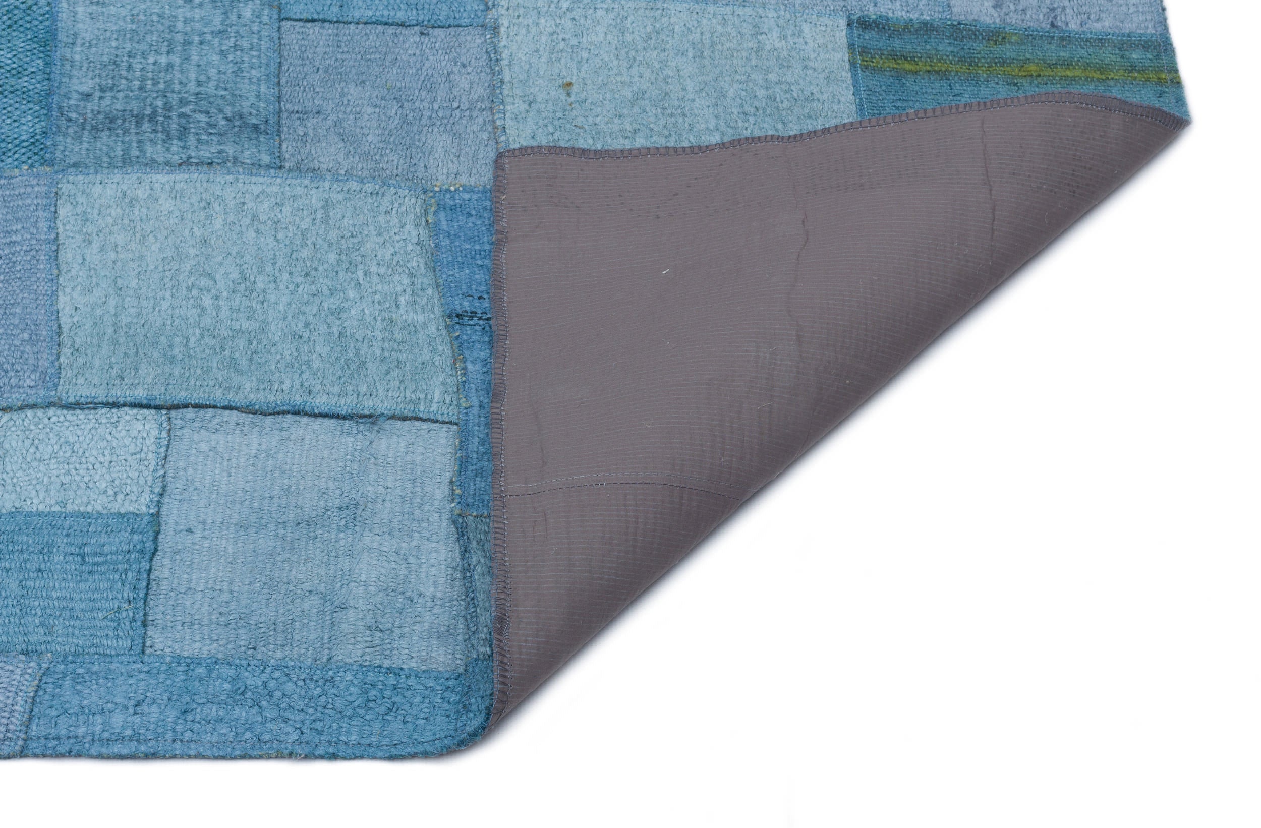 Teselya 33002 Blue Patchwork Wool Handmade Area Rug 5'3" x 7'7"