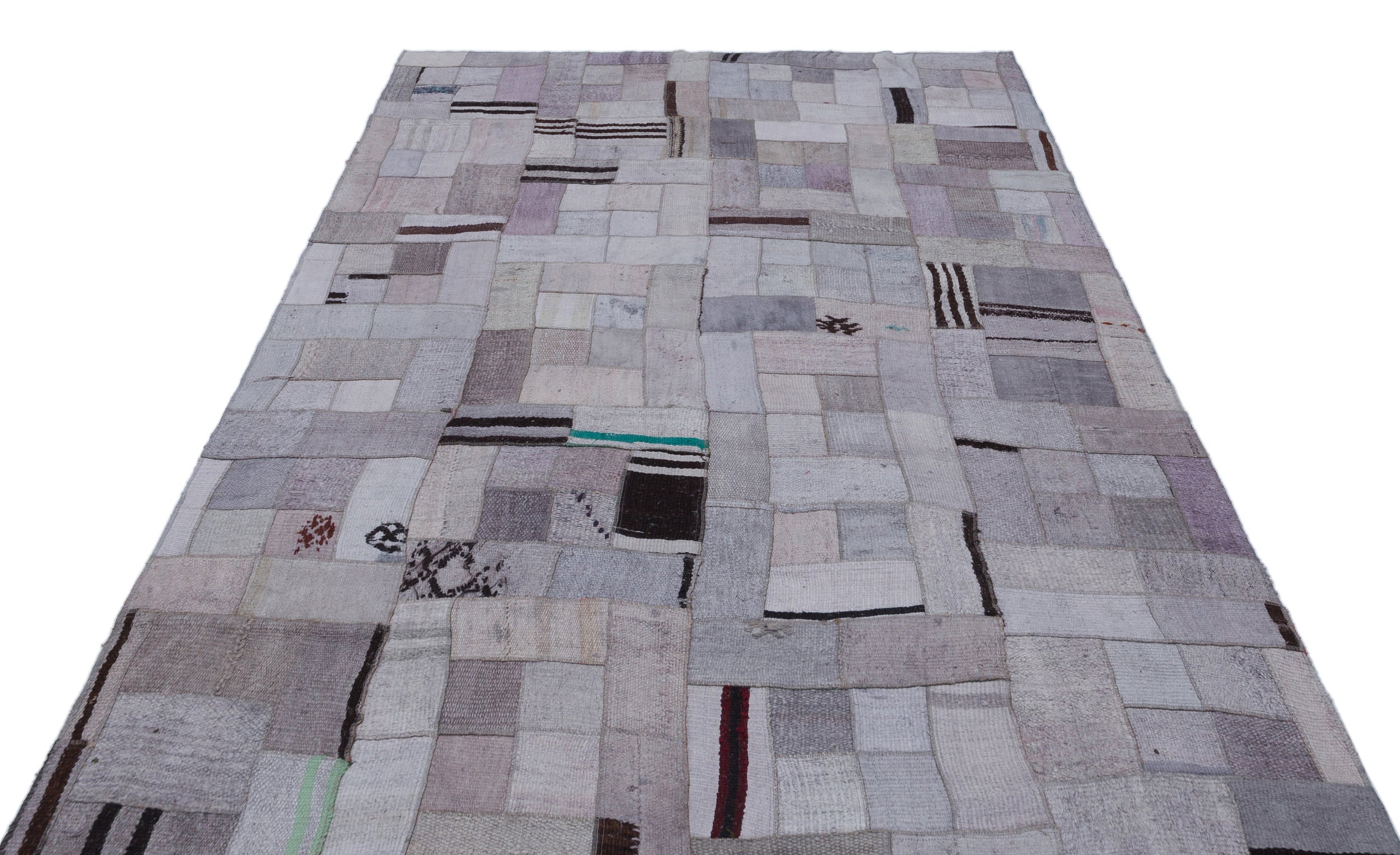 Teselya 33003 Beige Patchwork Wool Handmade Area Rug 5'7" x 7'9"