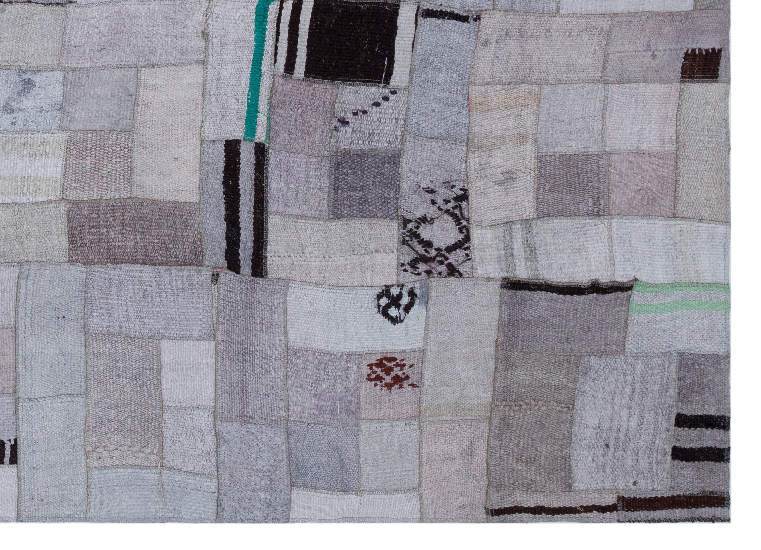 Teselya 33003 Beige Patchwork Wool Handmade Area Rug 5'7" x 7'9"