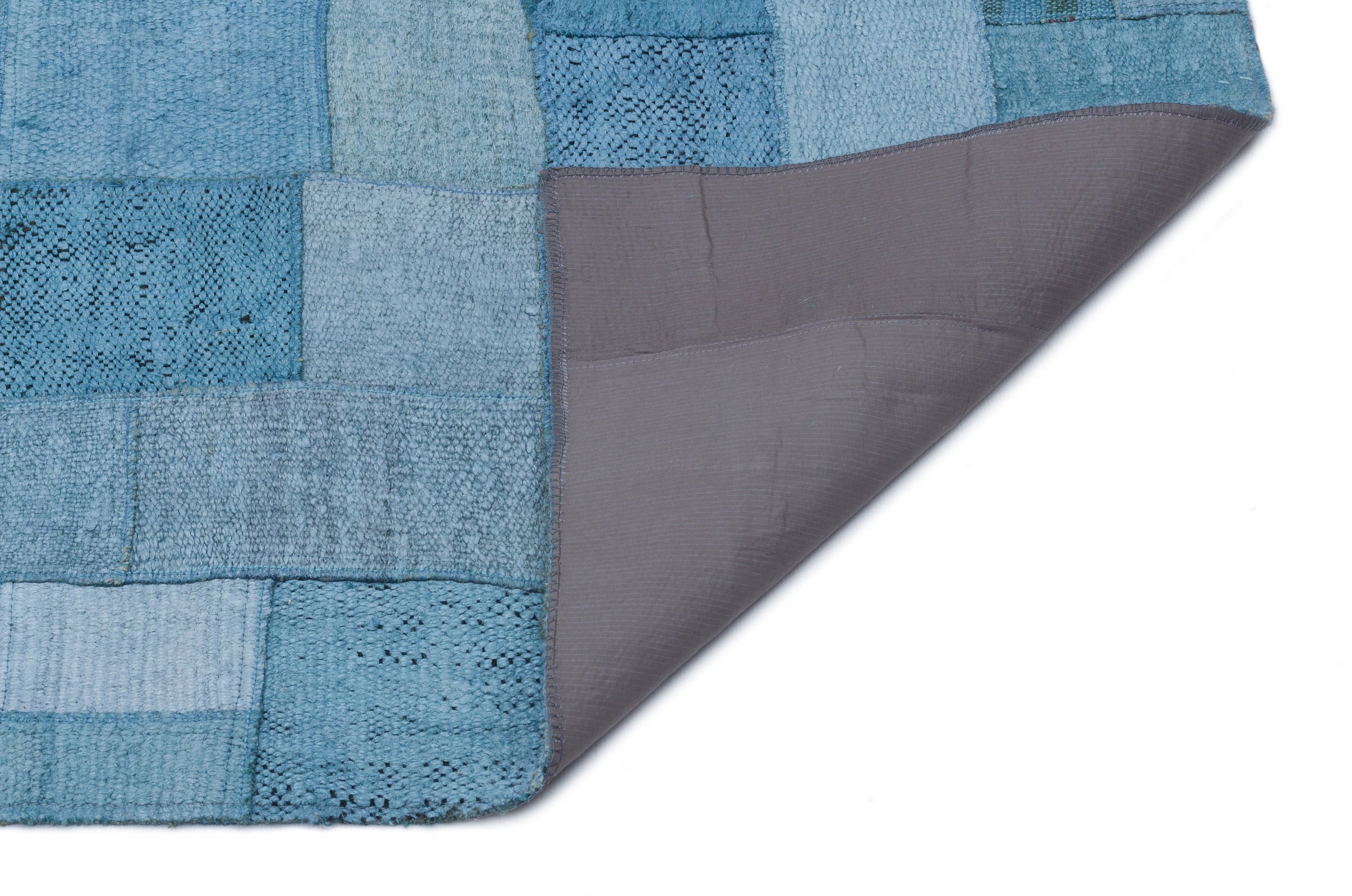 Teselya Turquoise Patchwork Wool Handmade Area Rug 5'3" x 7'5"