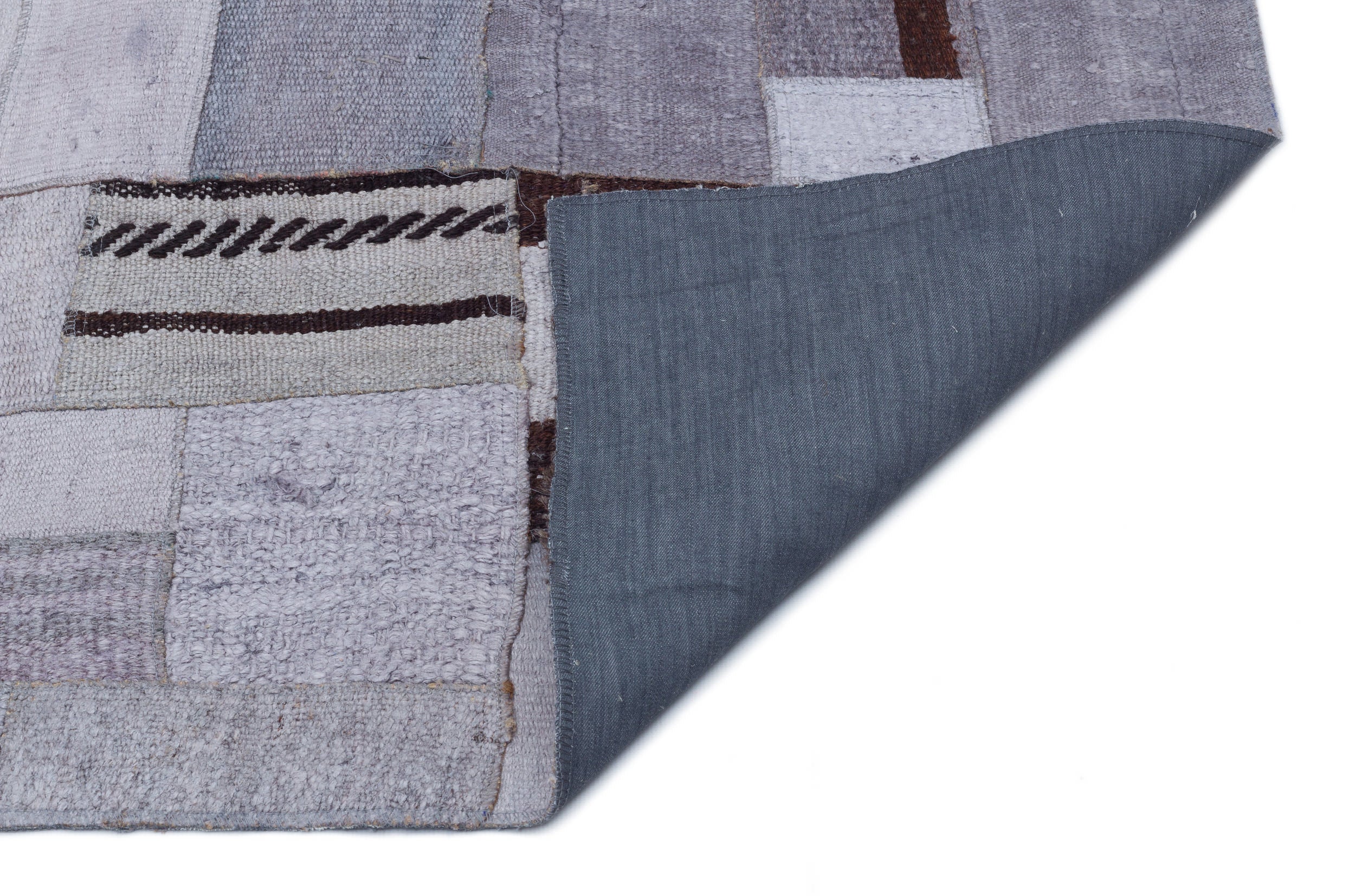 Teselya 33011 Beige Patchwork Wool Handmade Area Rug 5'2" x 8'4"