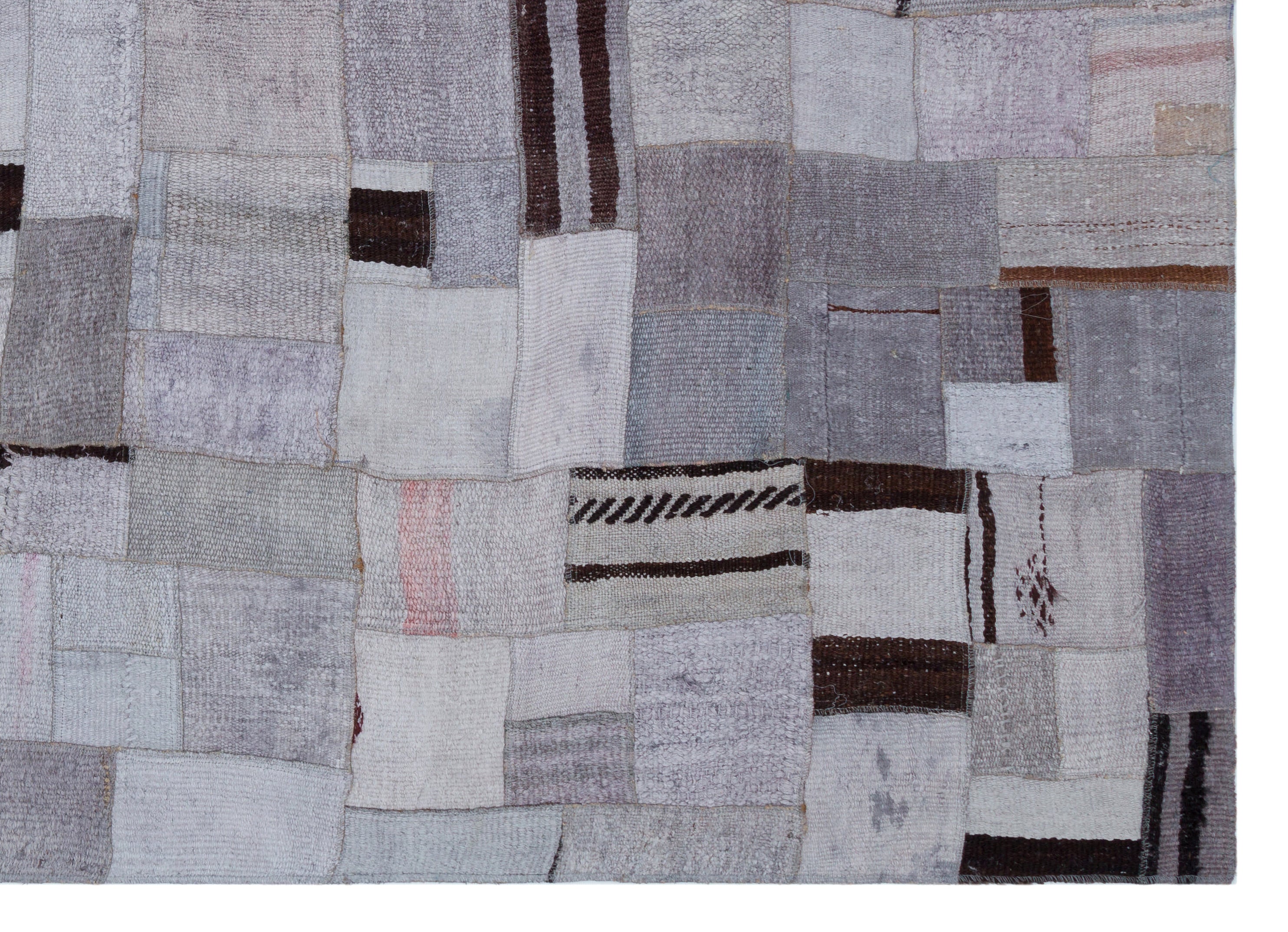 Teselya 33011 Beige Patchwork Wool Handmade Area Rug 5'2" x 8'4"