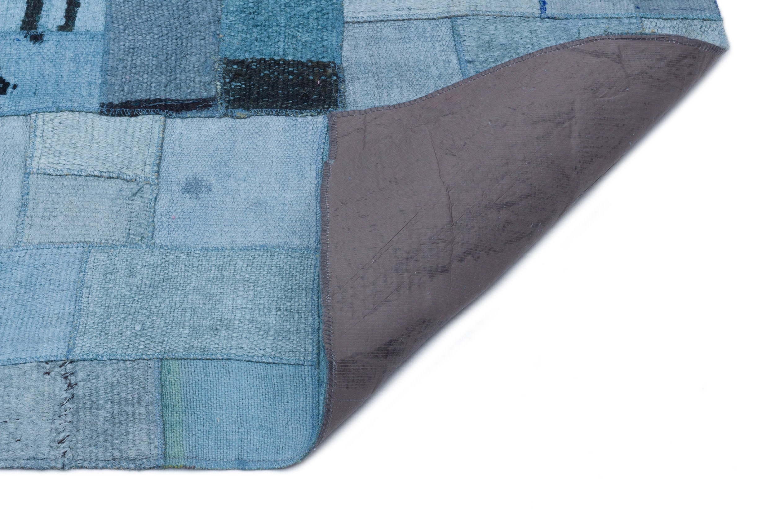 Teselya Turquoise Patchwork Wool Handmade Area Rug 5'3" x 7'5"