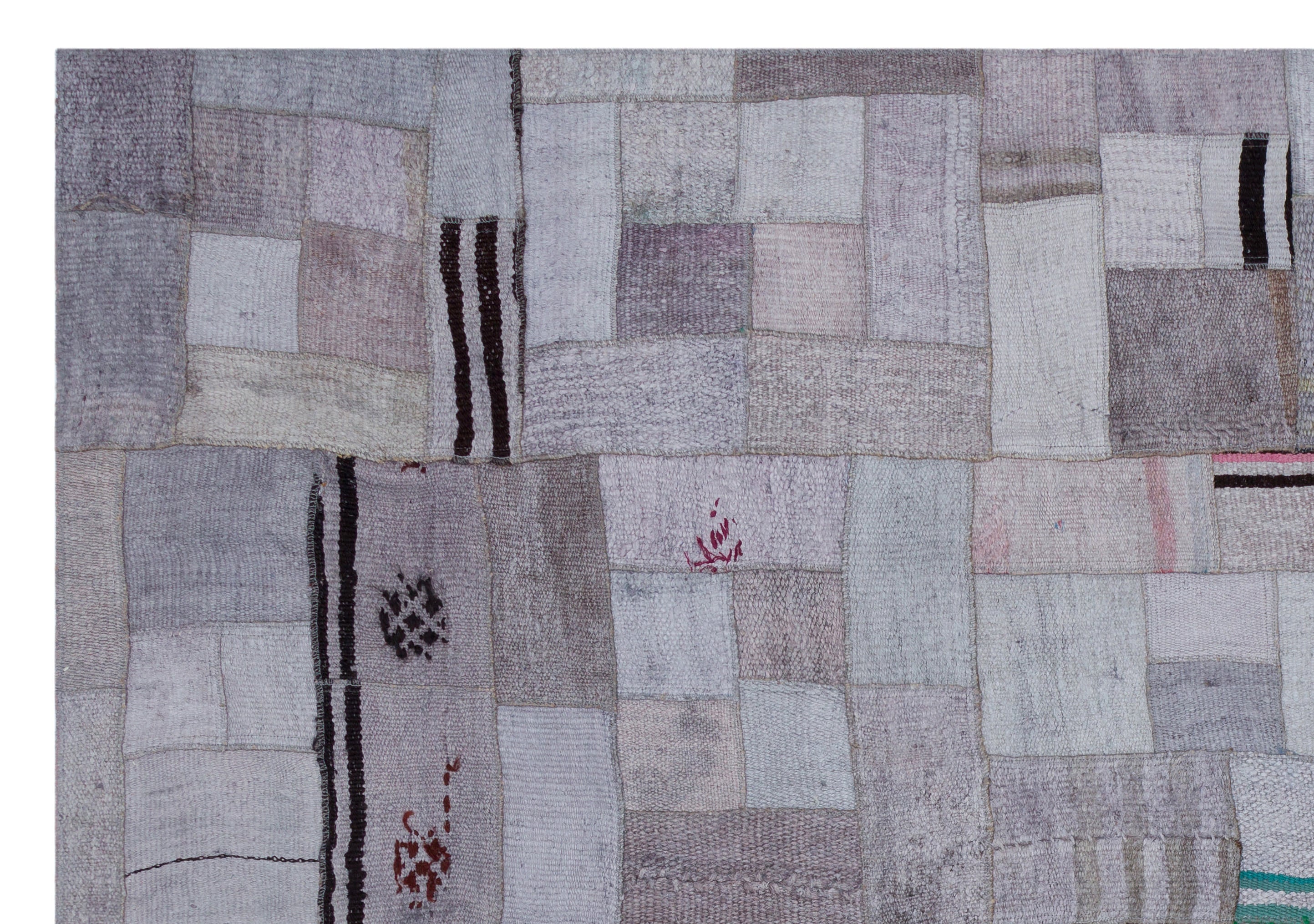 Teselya 33017 Beige Patchwork Wool Handmade Area Rug 5'3" x 7'7"