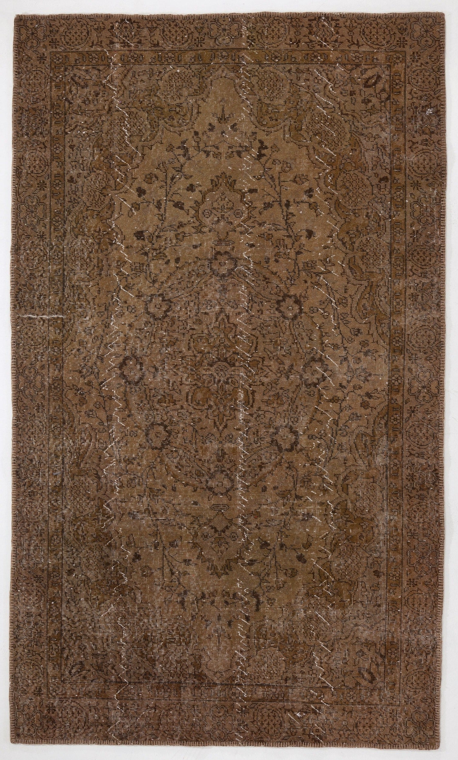 Atina Brown Vintage Wool Handmade Area Rug 4'11" x 8'4"