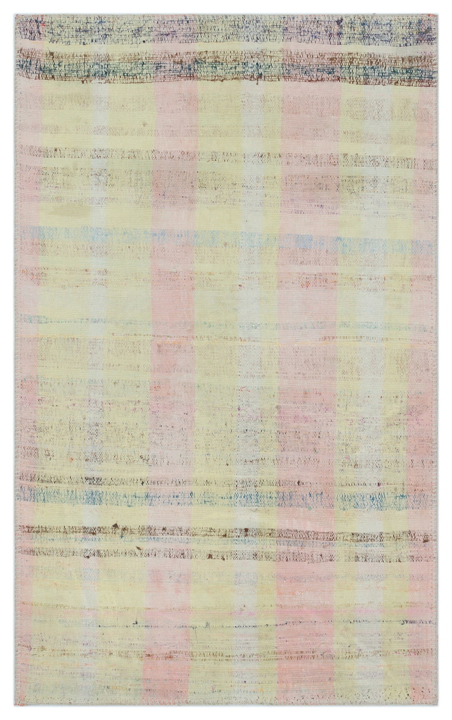 Girit Beige Striped Wool Handmade Area Rug 2'11" x 4'11"