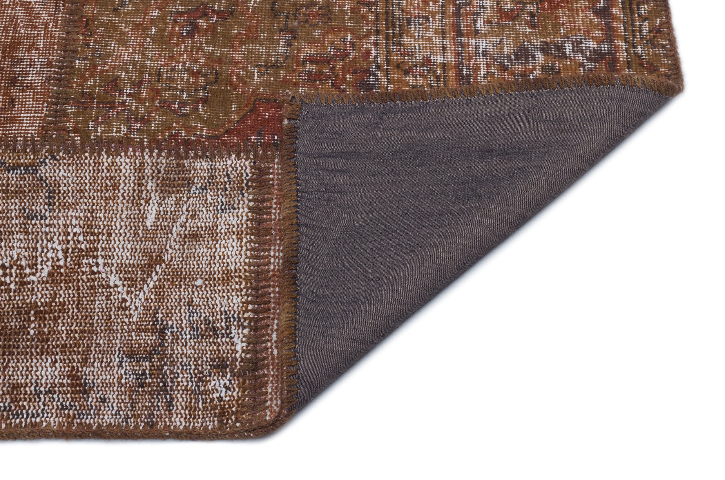 Iskece Brown Vintage Wool Handmade Area Rug 4'0" x 5'10"
