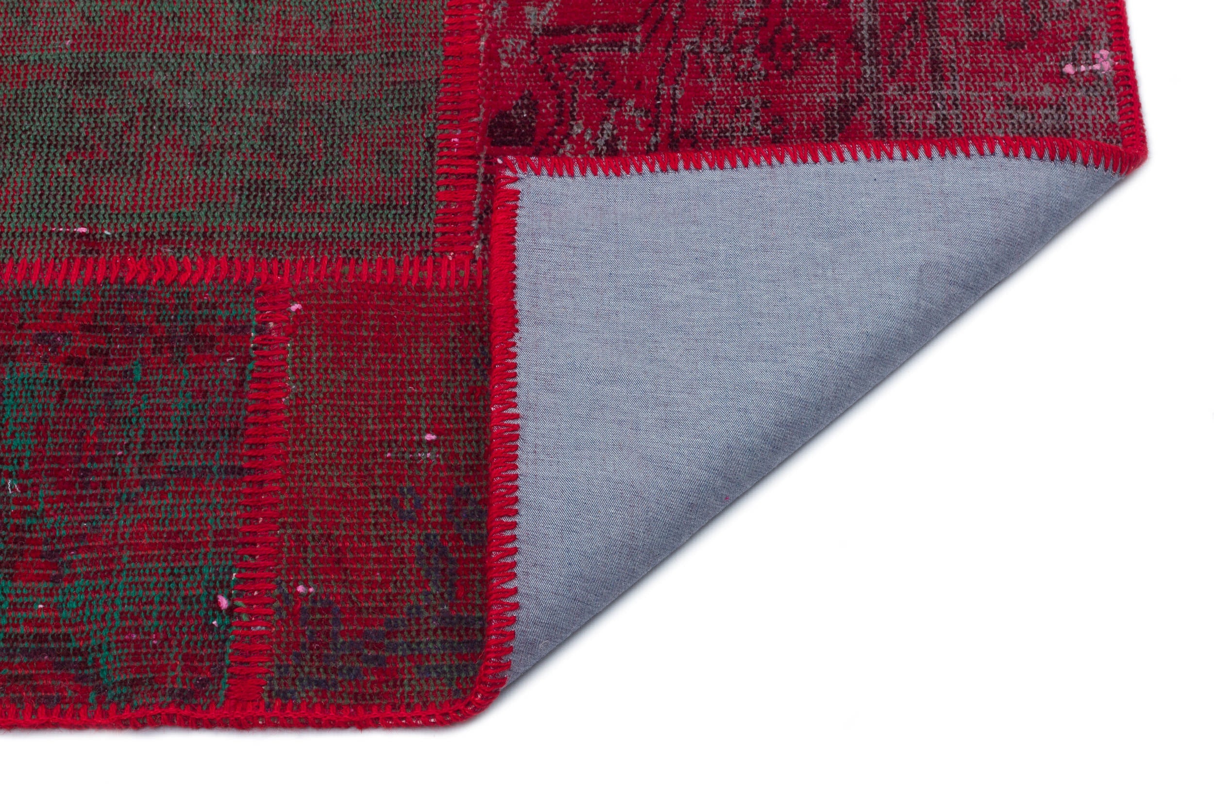 Iskece 33128 Red Patchwork Wool Handmade Area Rug 3'11" x 5'11"