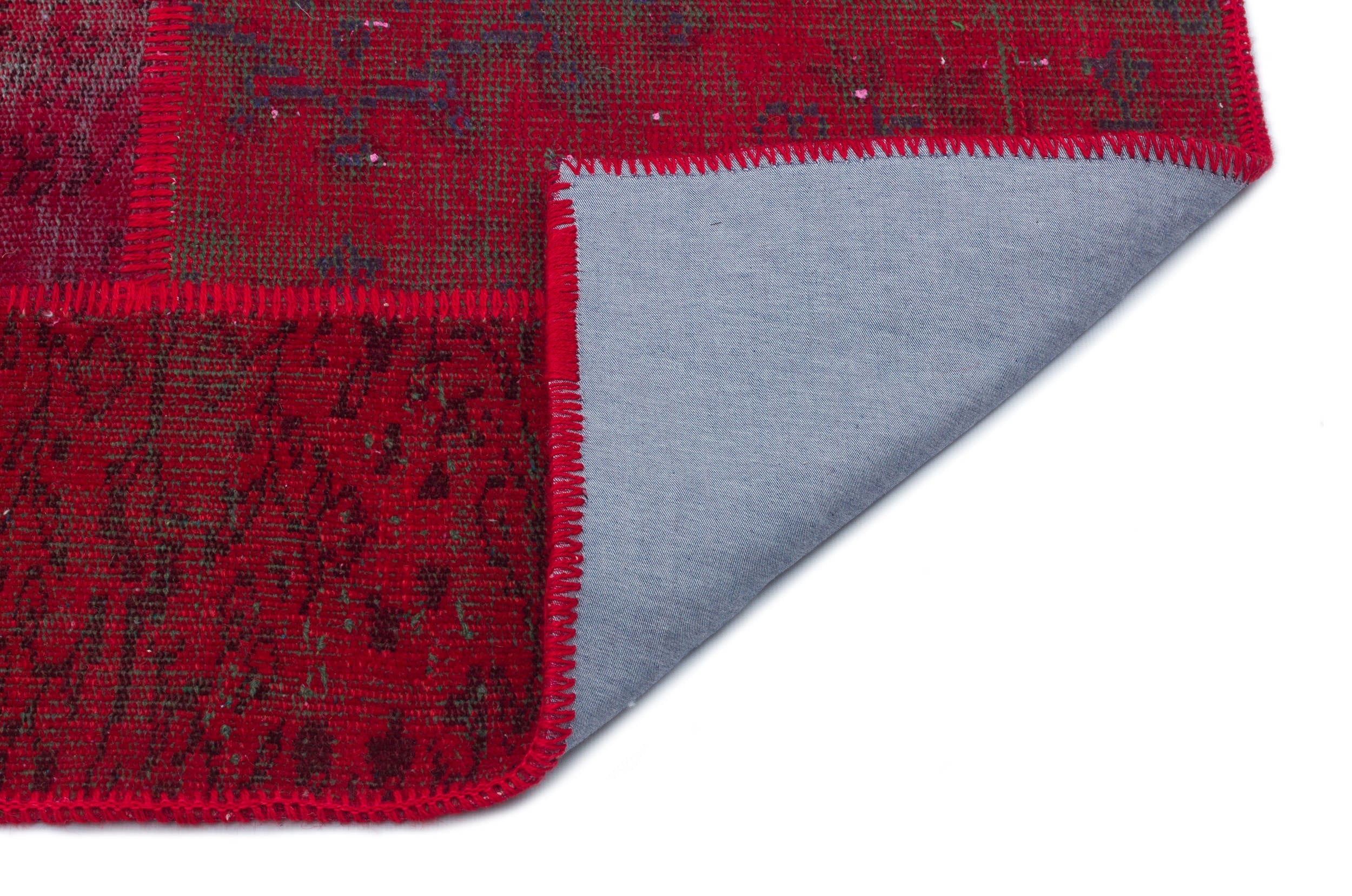 Iskece 33157 Red Patchwork Wool Handmade Area Rug 3'11" x 5'11"