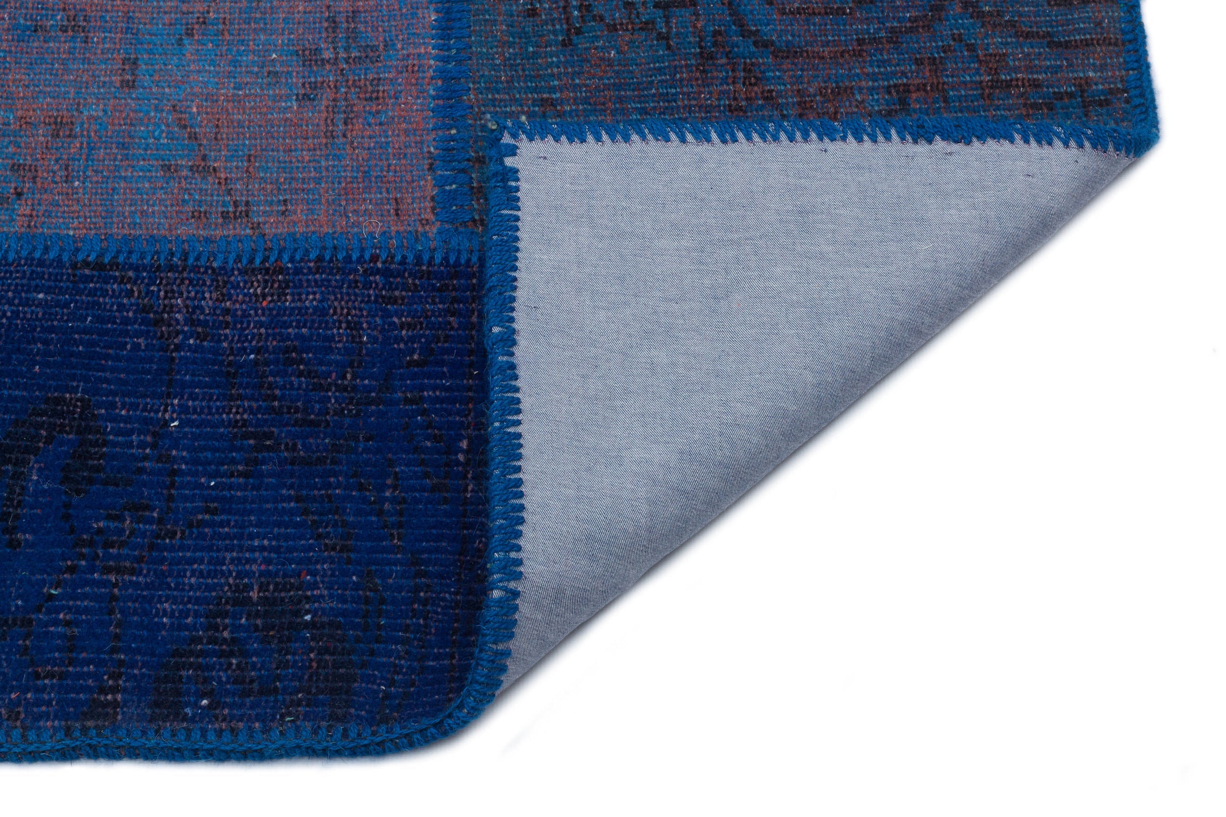 Iskece Blue Vintage Wool Handmade Area Rug 3'11" x 5'10"