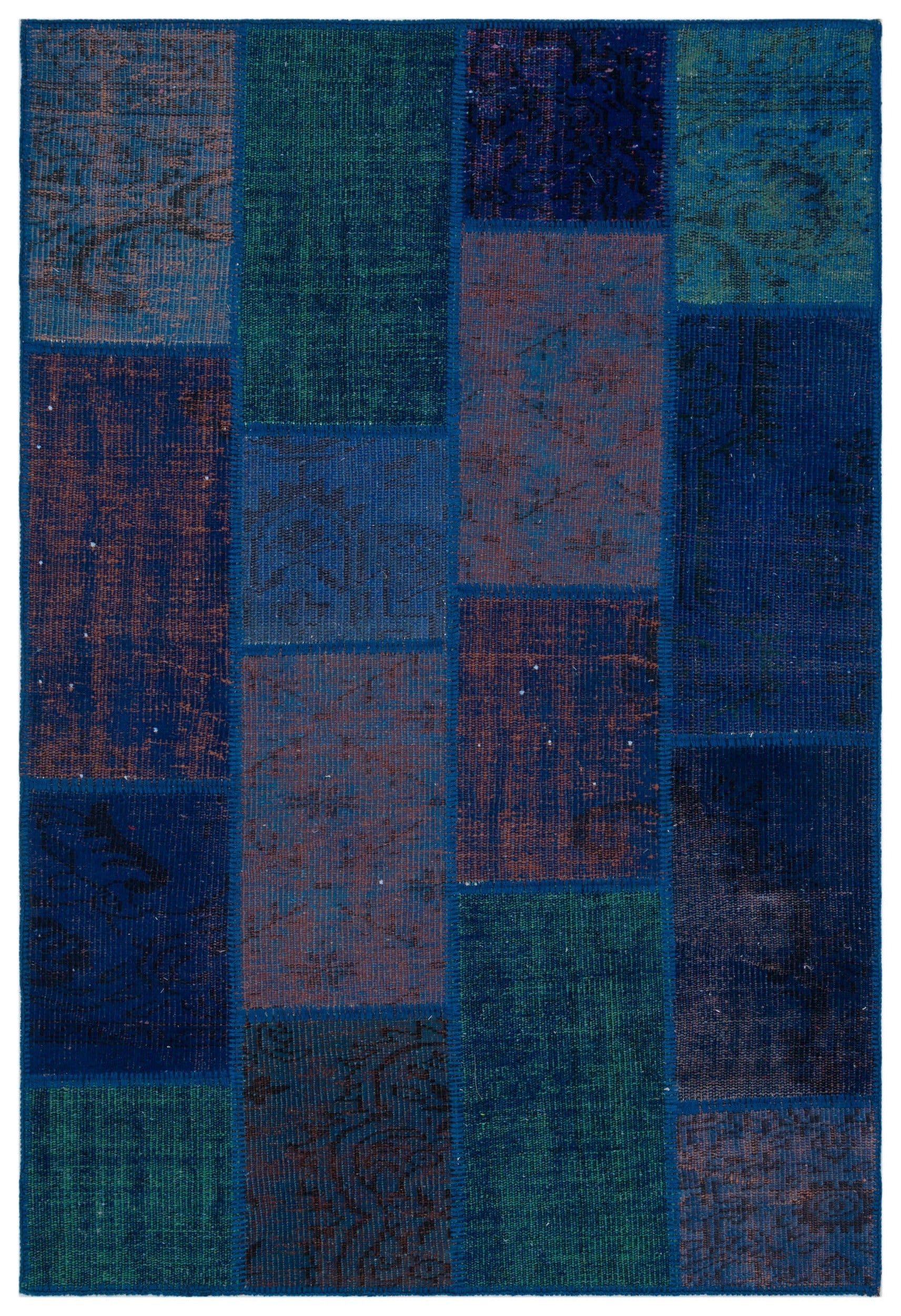 Iskece Blue Vintage Wool Handmade Area Rug 3'11" x 5'10"