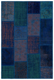 Iskece Blue Vintage Wool Handmade Area Rug 3'11" x 5'10"
