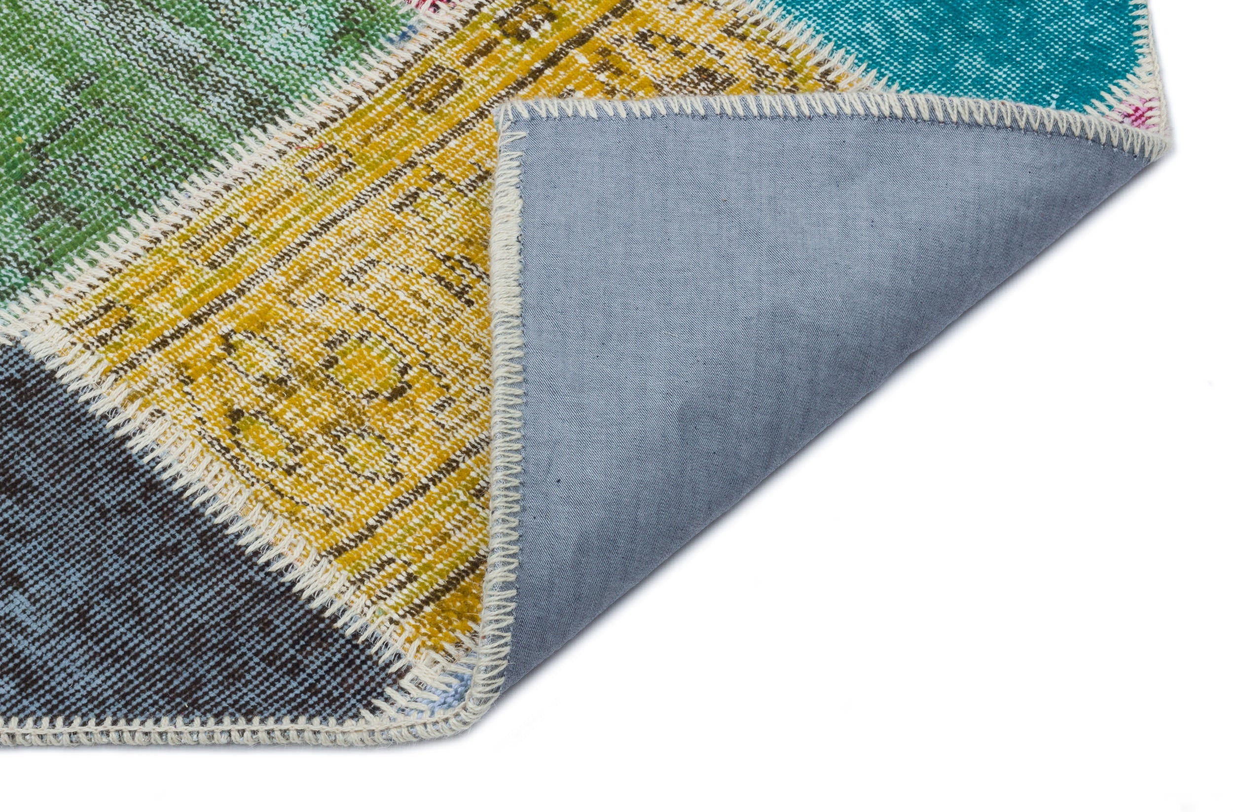 Iskece 33171 Beige Patchwork Wool Handmade Area Rug 3'11" x 6'0"
